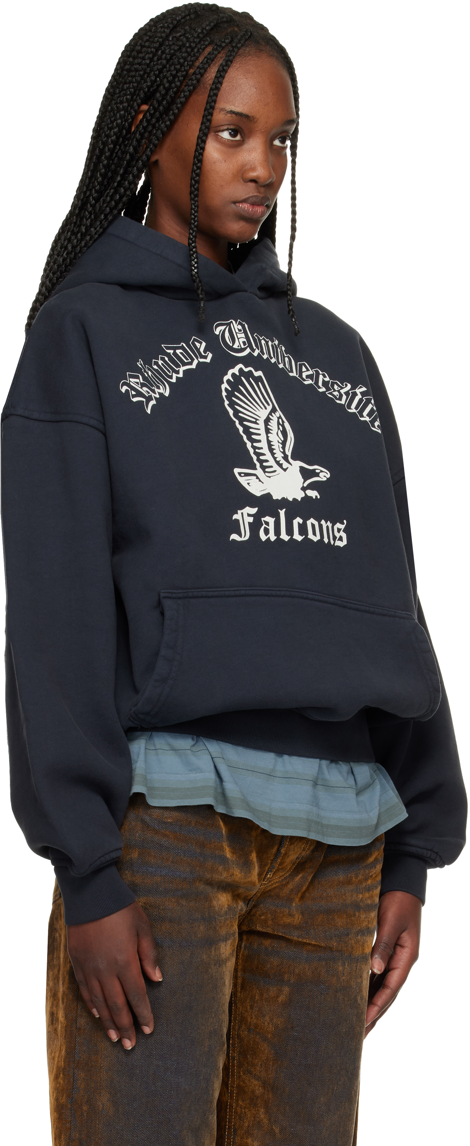 Rhude - Pull à capuche noir à image de style collégial