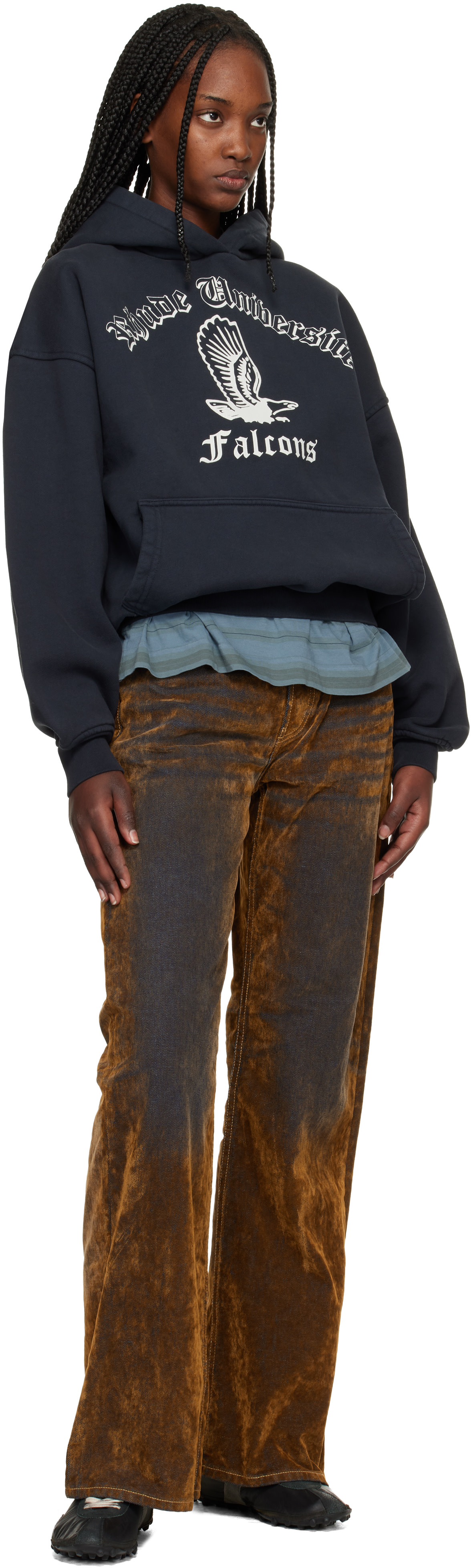 Rhude - Pull à capuche noir à image de style collégial