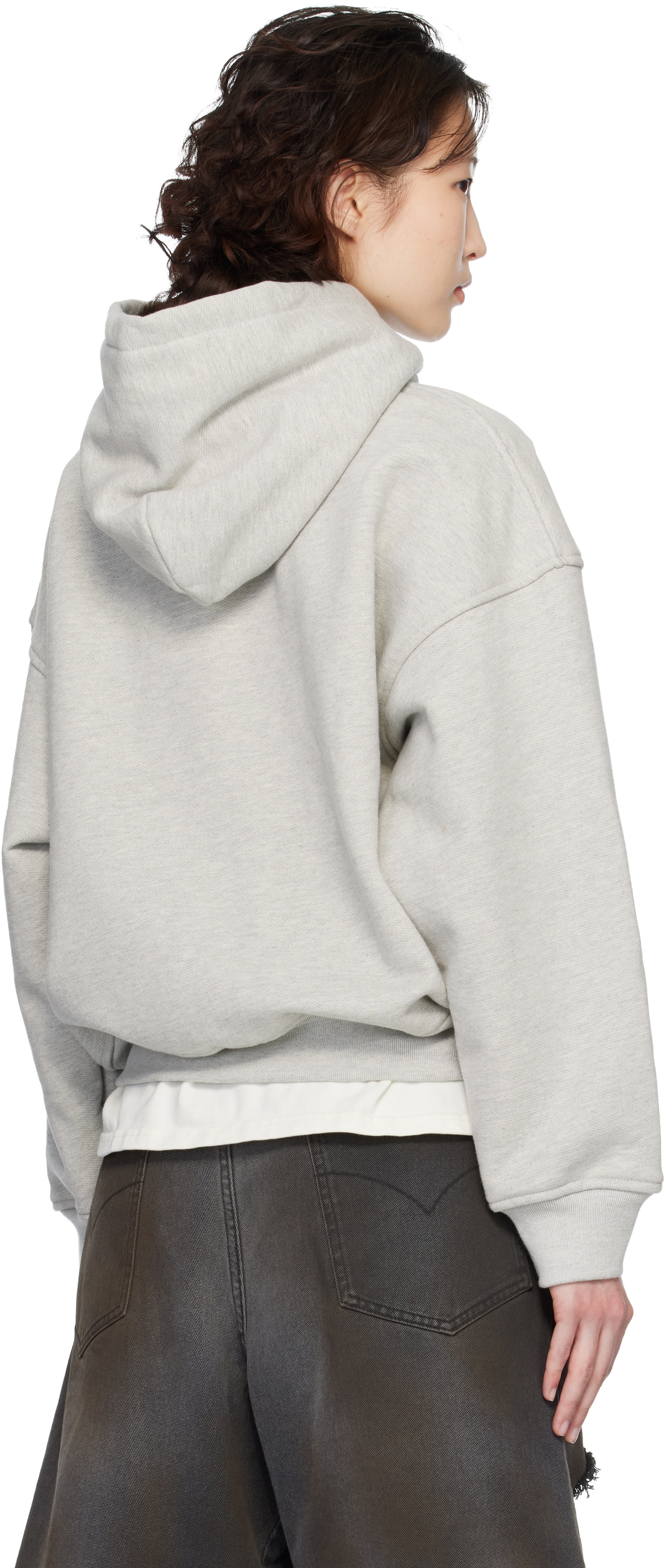 Rhude - Pull à capuche gris à logo et image