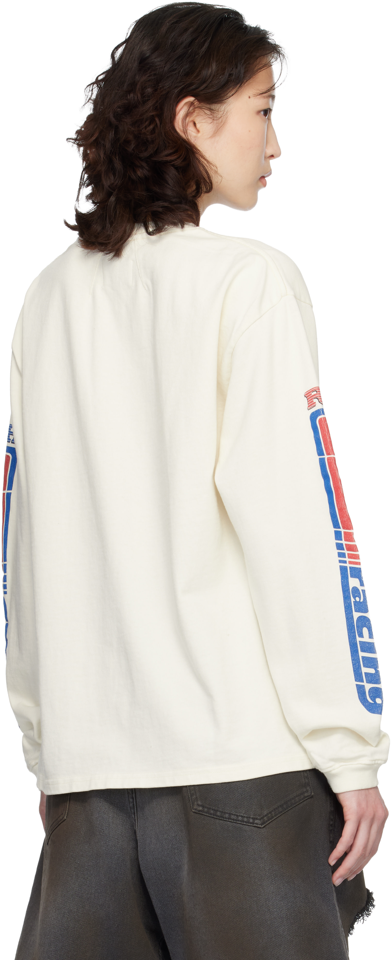 Rhude - Off-White Split Petrol Logo LS T-shirt