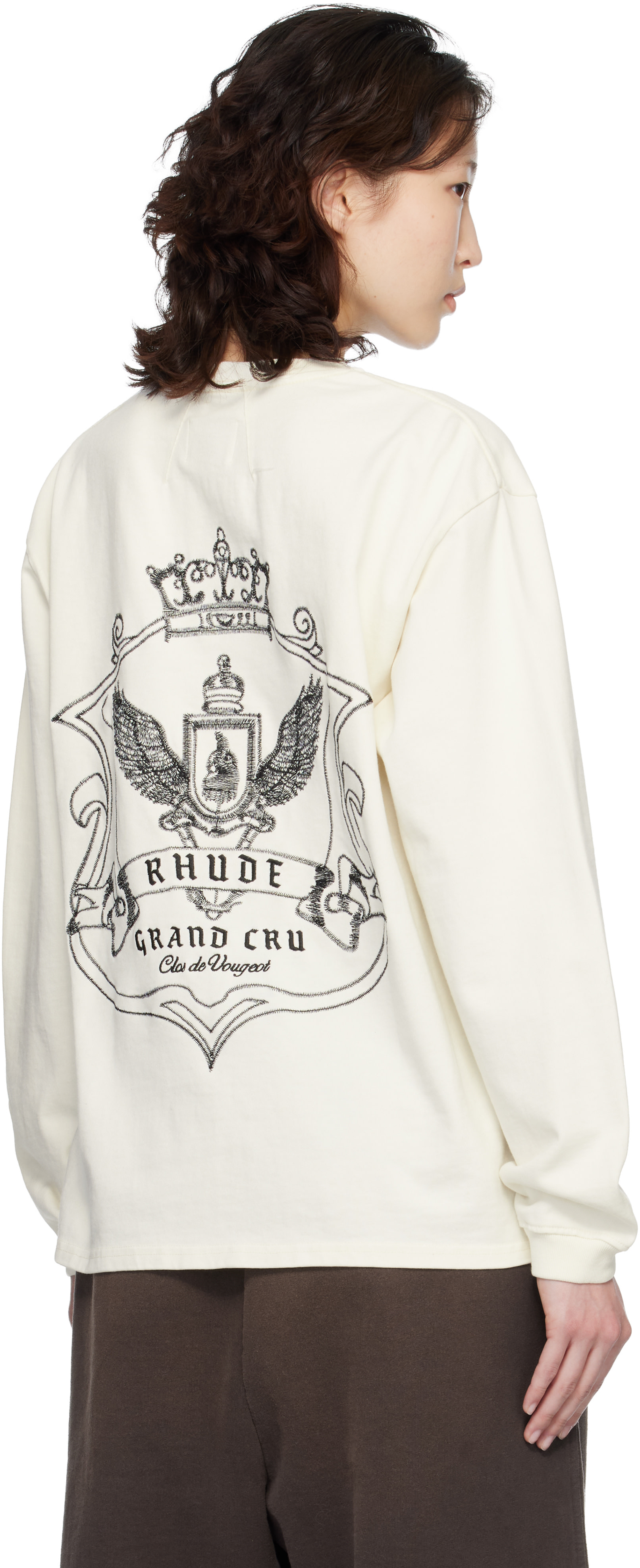 Rhude: Off-White Grand Cru Crest LS T-shirt | SSENSE
