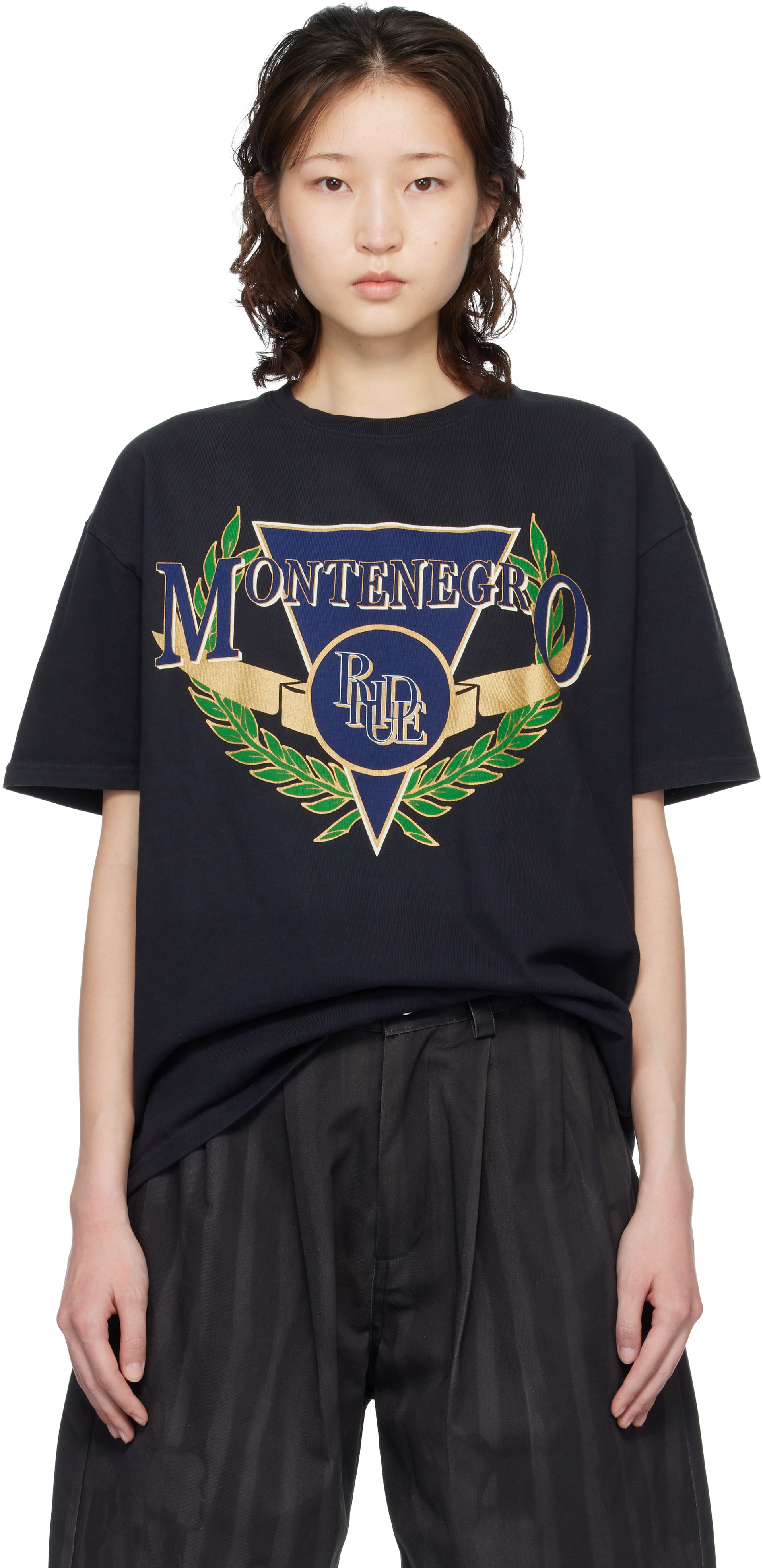 Rhude - T-shirt noir à image à logo