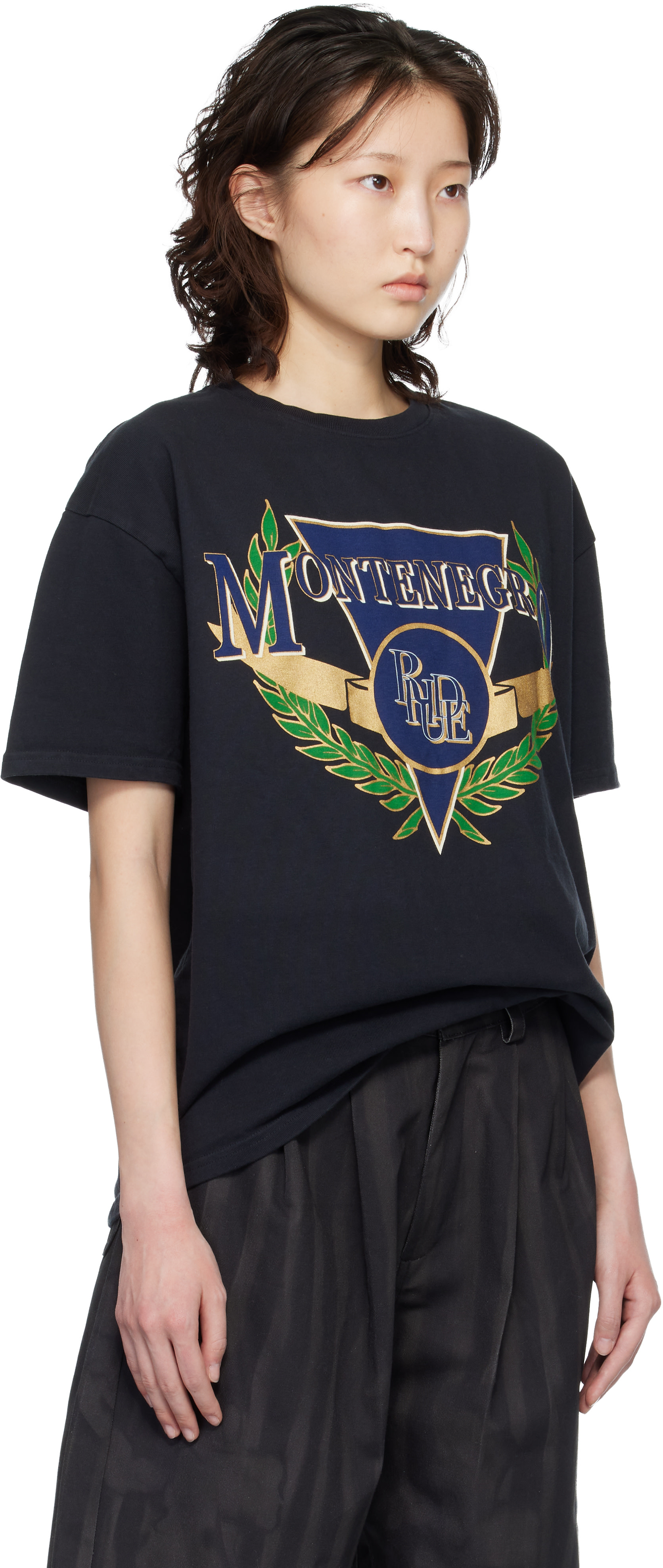 Rhude - T-shirt noir à image à logo