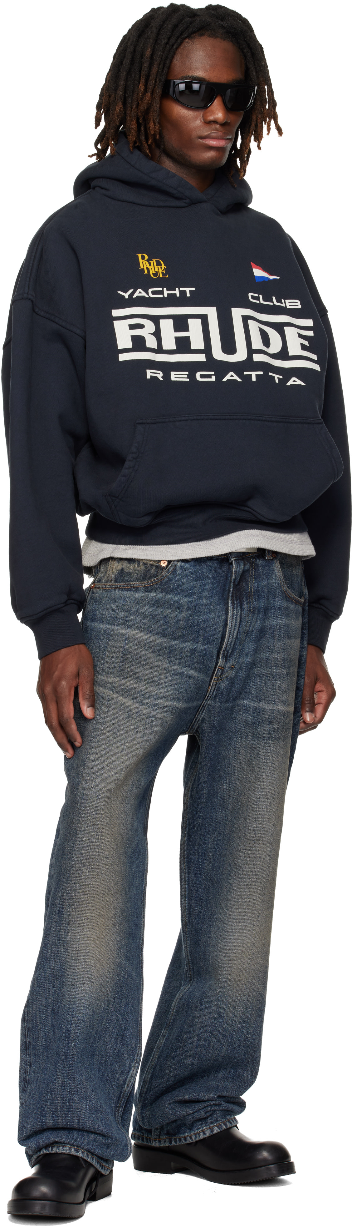 Rhude - Pull à capuche 'Regatta Club' noir