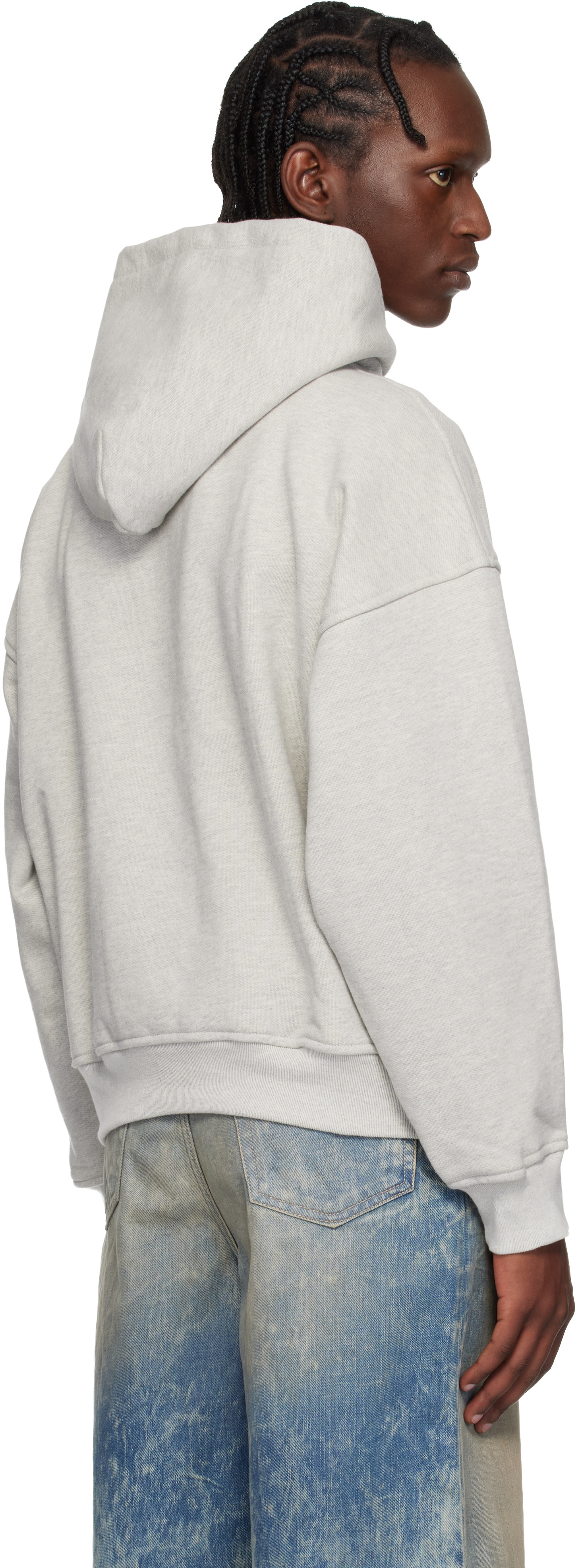 Rhude - Pull à capuche gris à logo et image