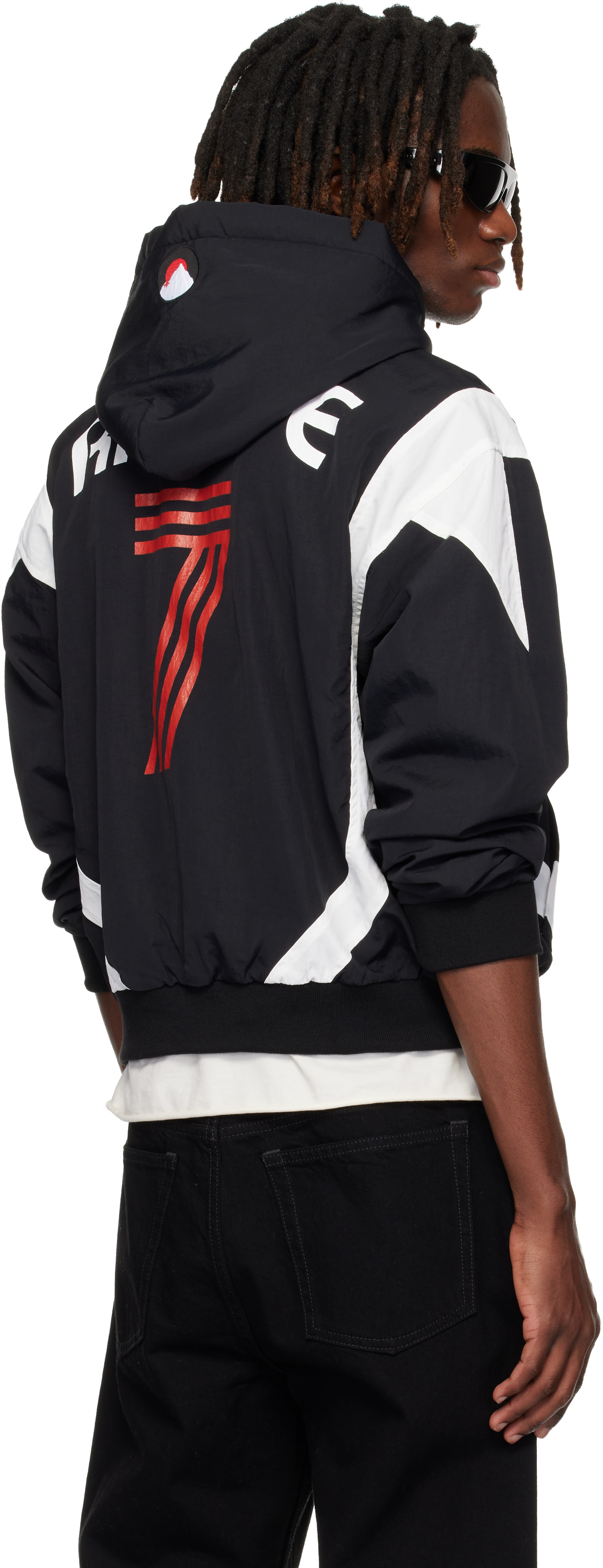 Rhude - Pull à capuche noir à imprimés Lago Soccer