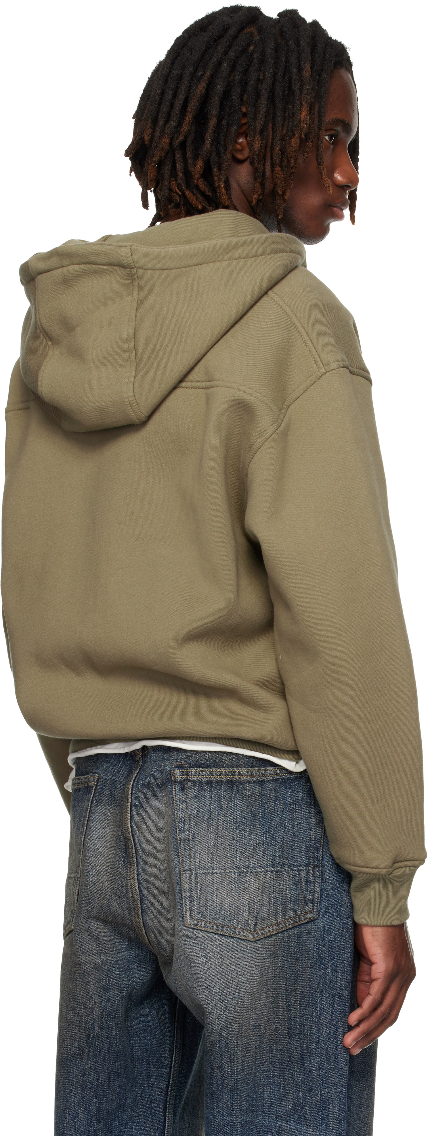 Rhude - Pull à capuche kaki à glissière
