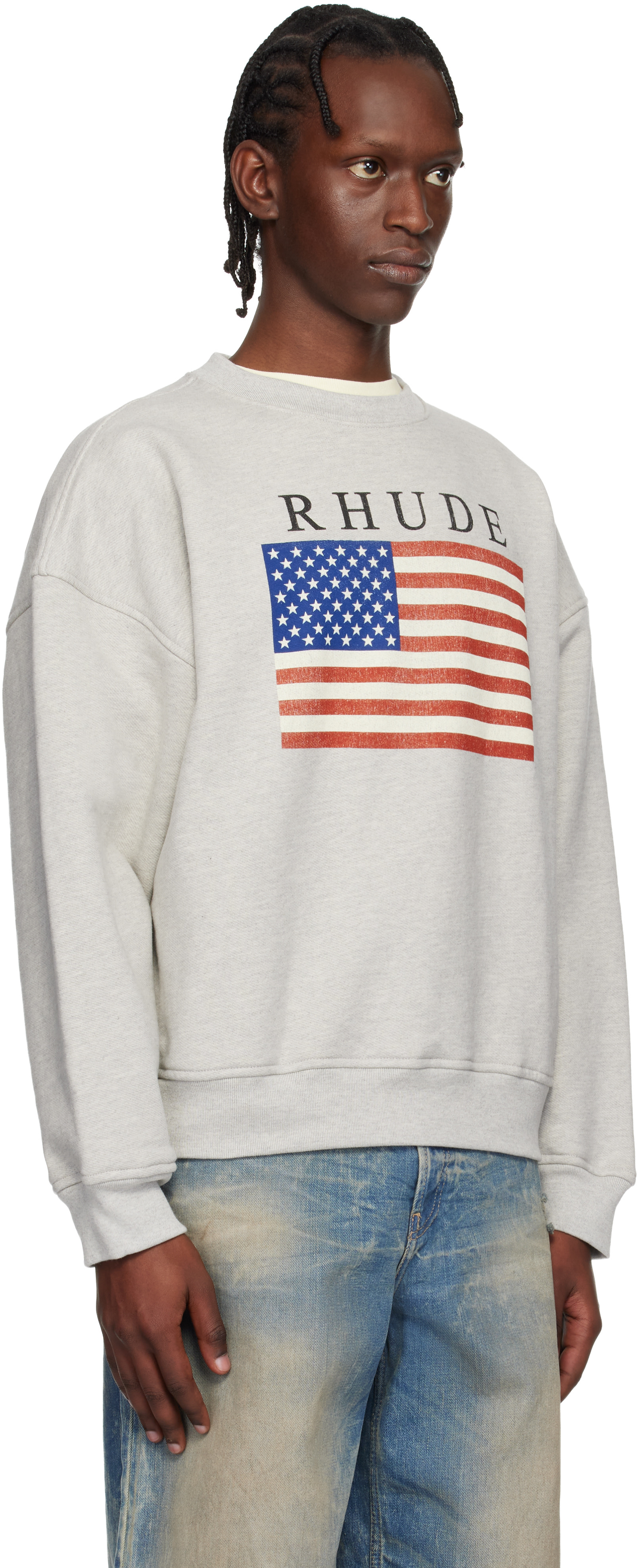 Rhude - Pull molletonné gris à logo et image