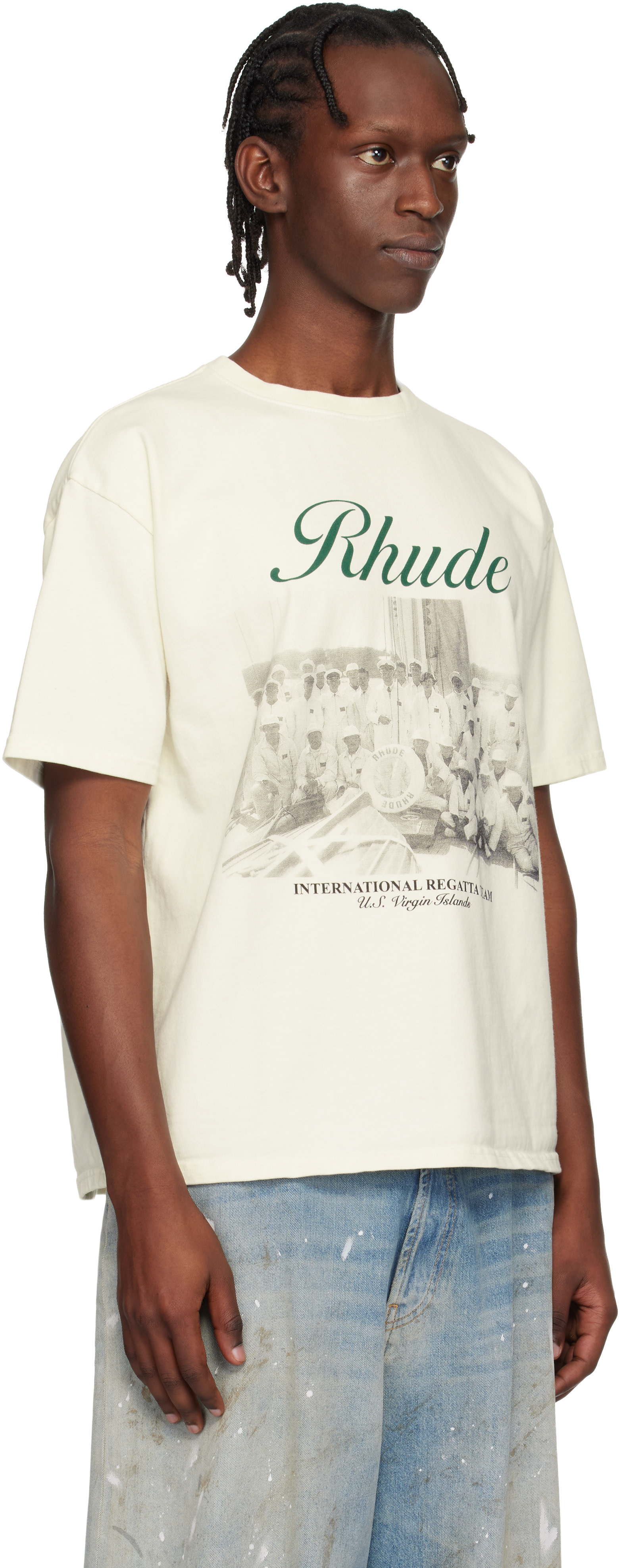 Rhude - 오프 화이트 버진 아일랜드 스크립트 티셔츠