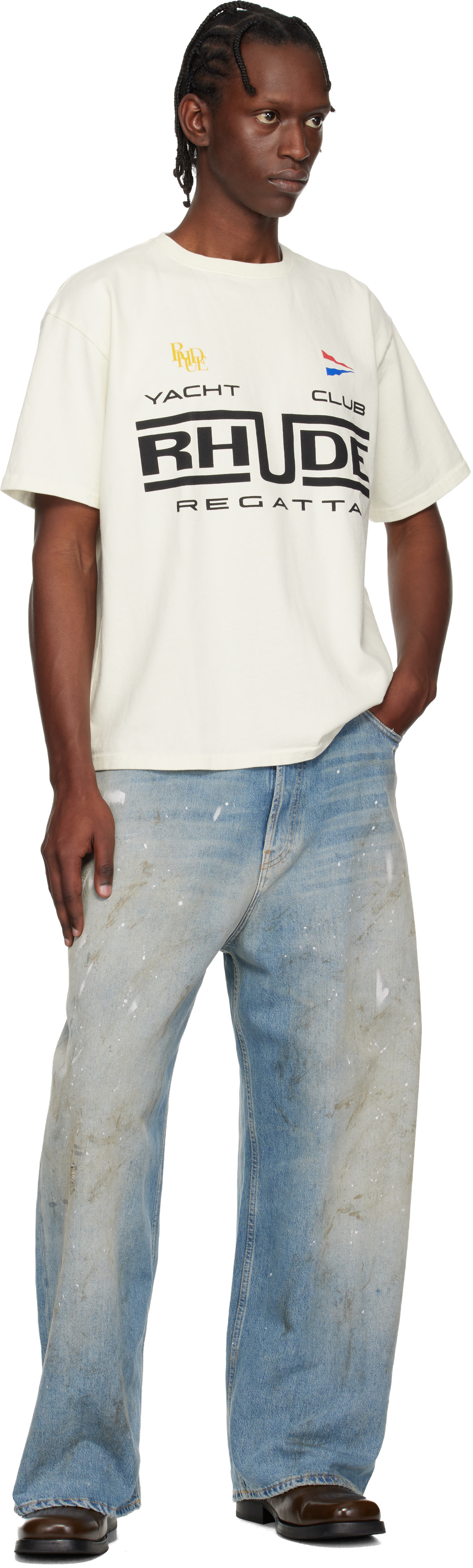 Rhude: オフホワイト 'Rhude Regatta Club' Tシャツ | SSENSE 日本