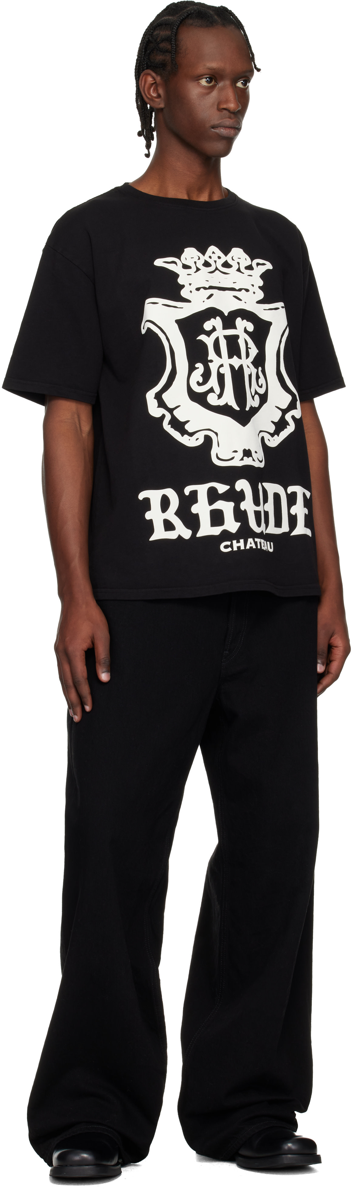 Rhude - Black Oversized Chateau Crest T-shirt