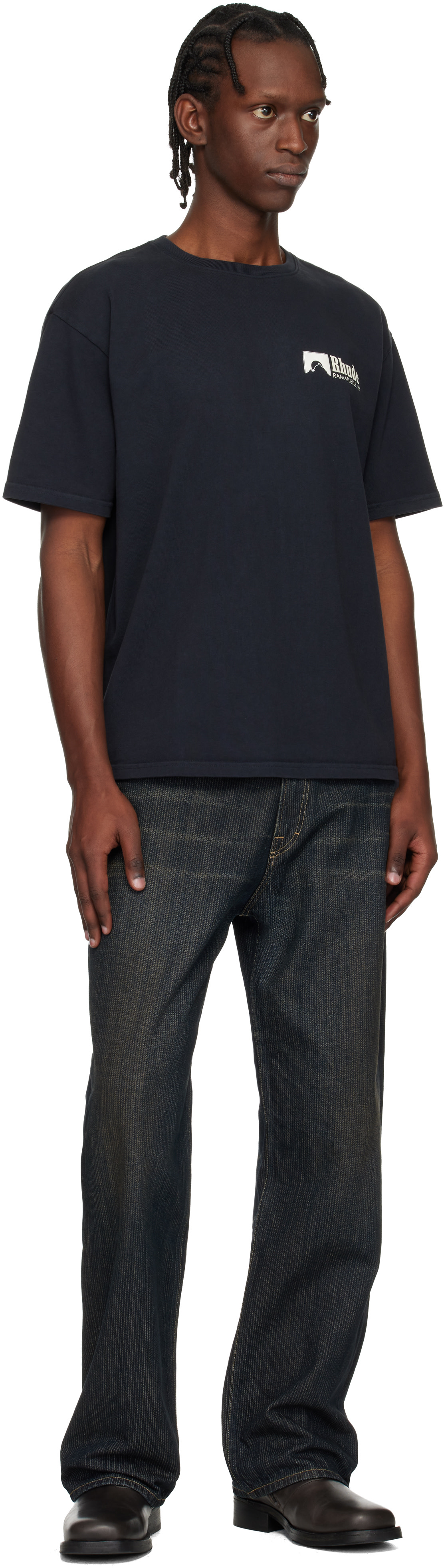 Rhude: ブラック Ramatuelle Intl Racing Tシャツ | SSENSE 日本