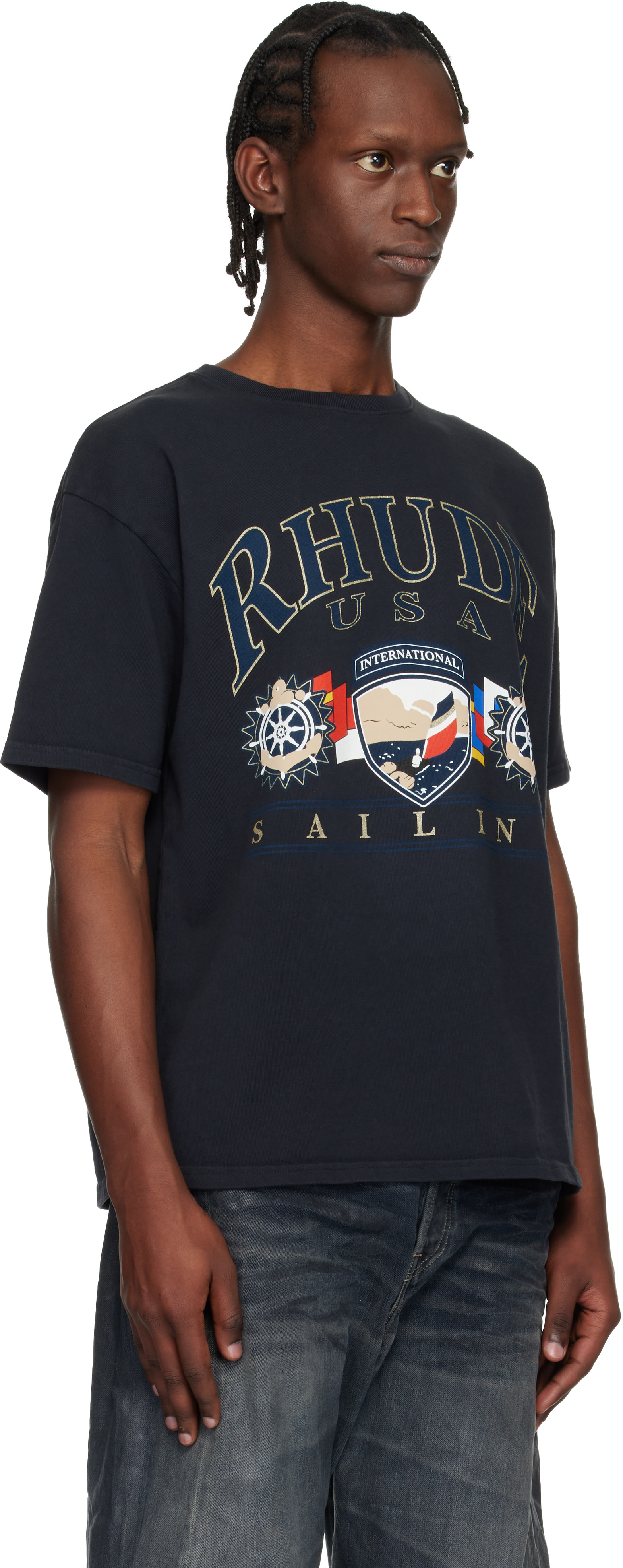 Rhude - Black USA Sailing Icon T-shirt