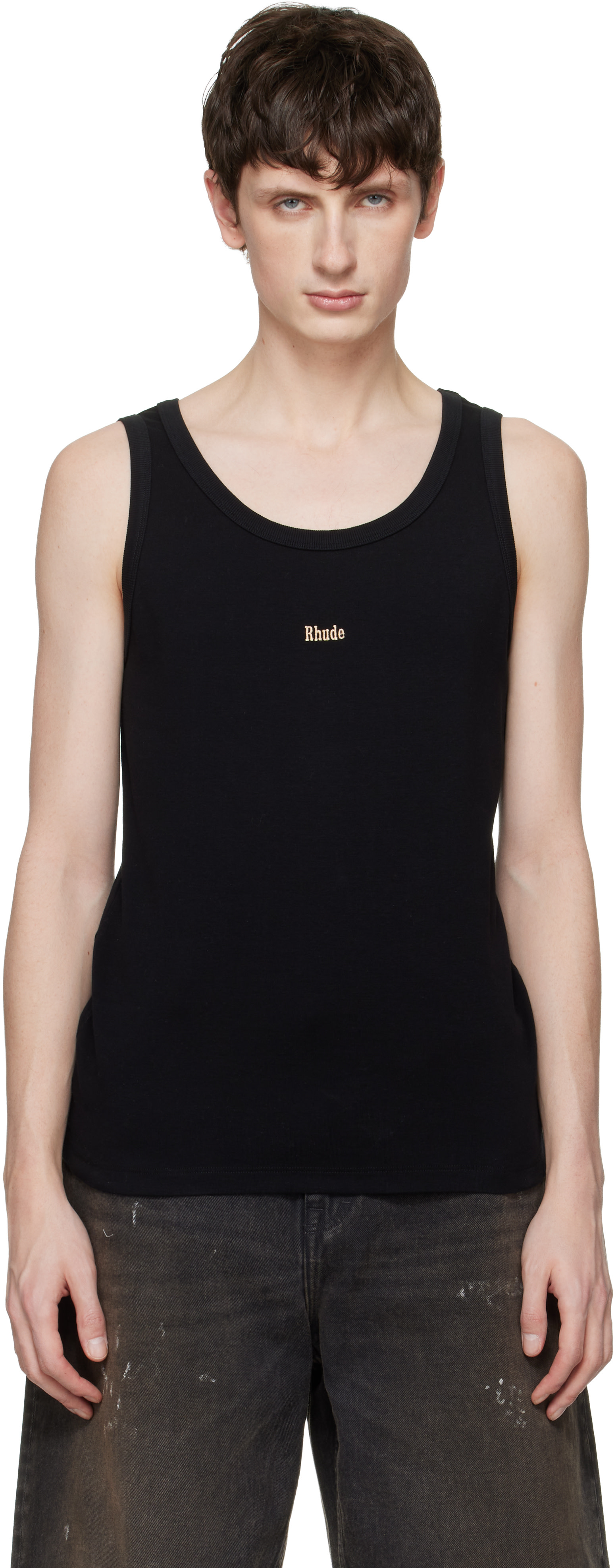 Rhude - Black Logo Ribbed Tank Top
