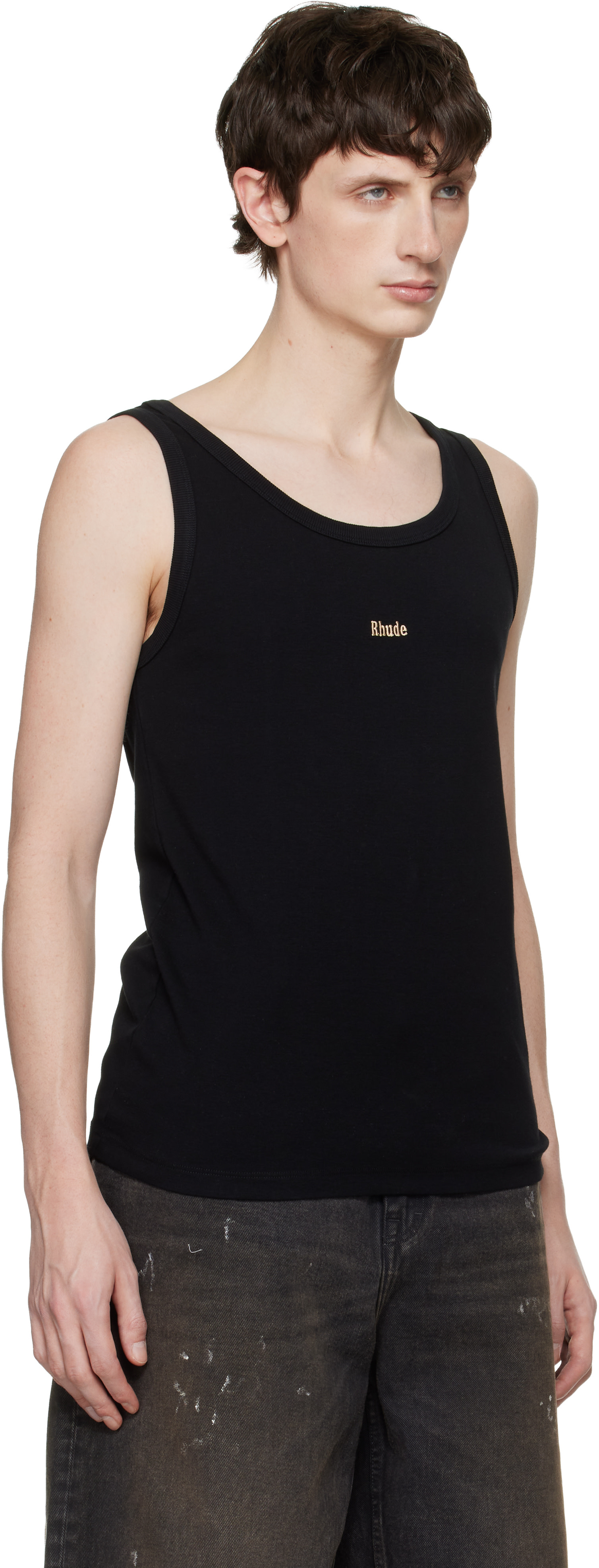 Rhude - Black Logo Ribbed Tank Top