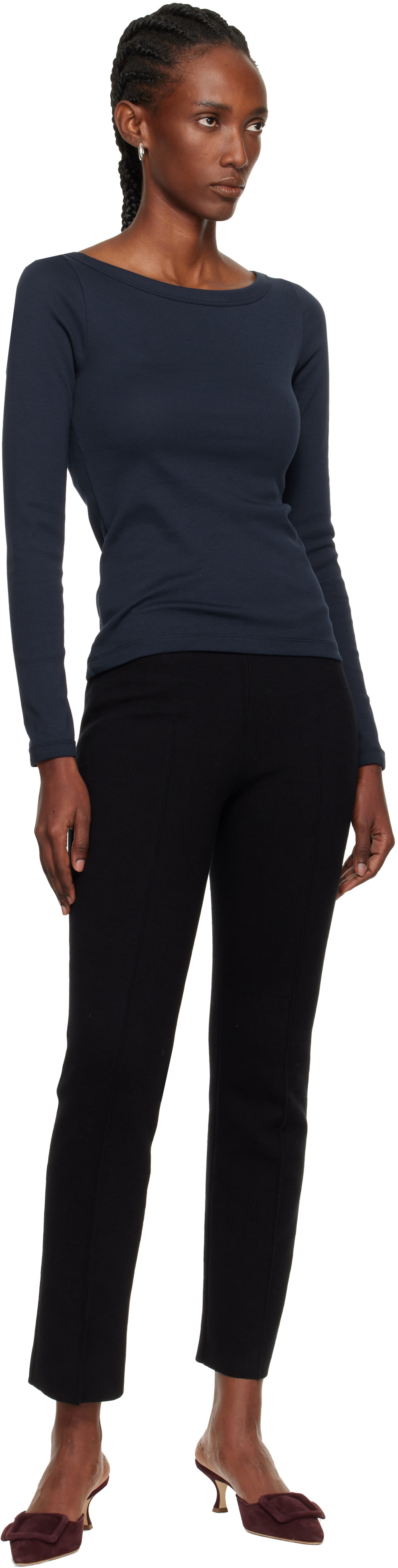 FLORE FLORE: Navy Steffi Longsleeve T-shirt | SSENSE