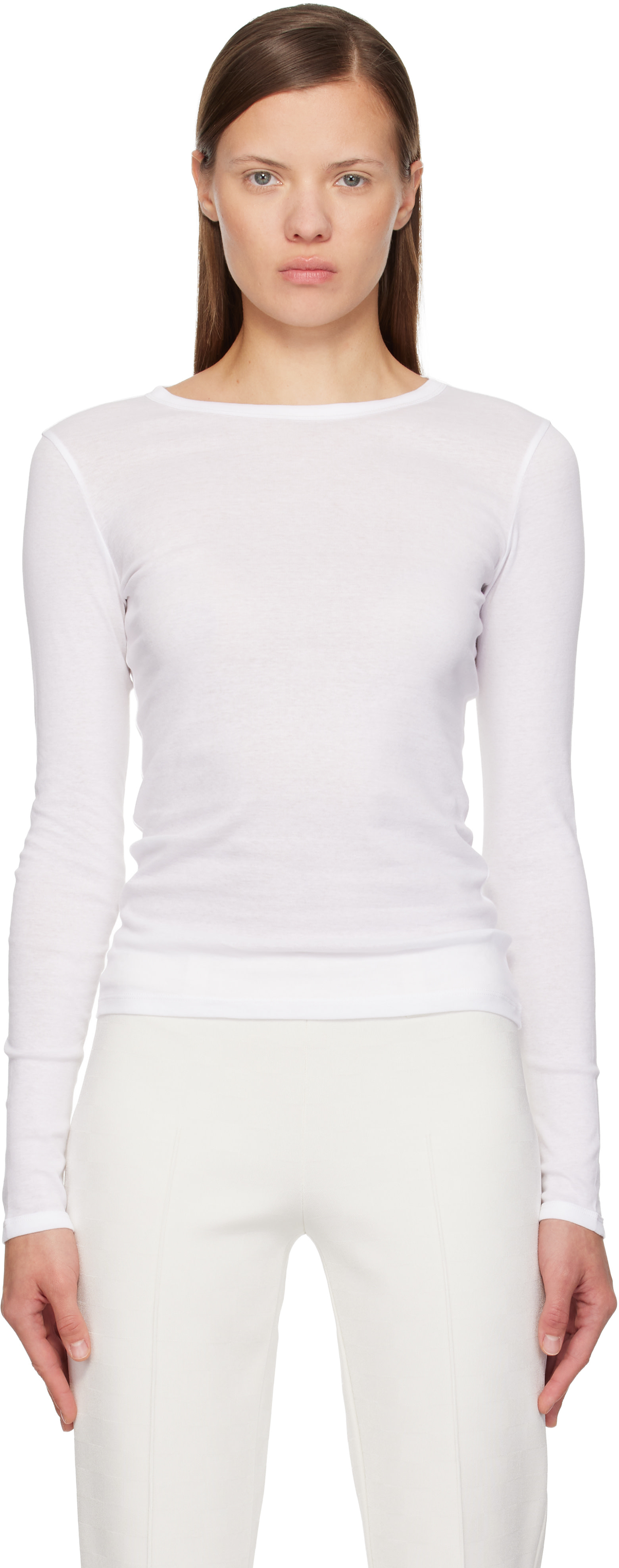 FLORE FLORE: White Olivia Longsleeve T-shirt | SSENSE