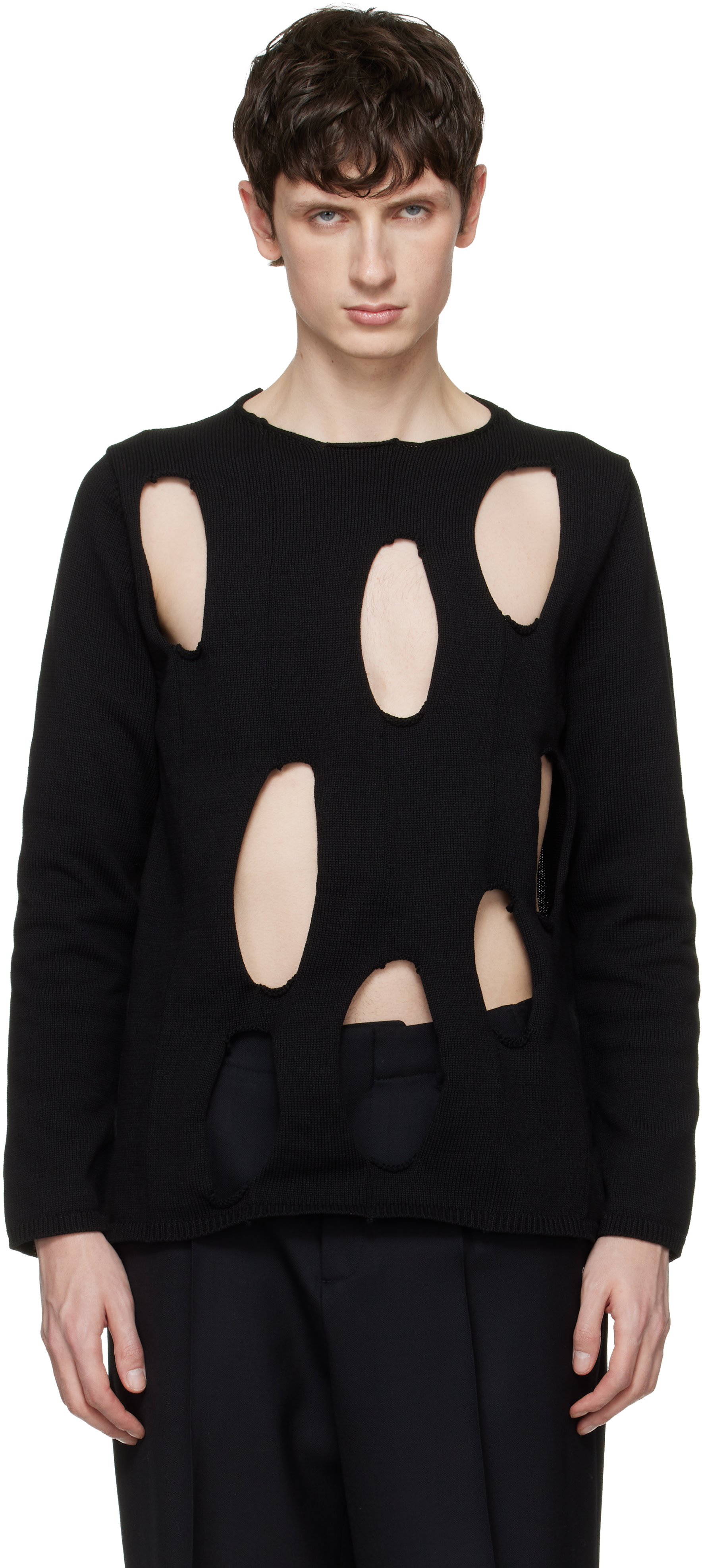Black Comme des Garçons - 블랙 컷아웃 스웨터