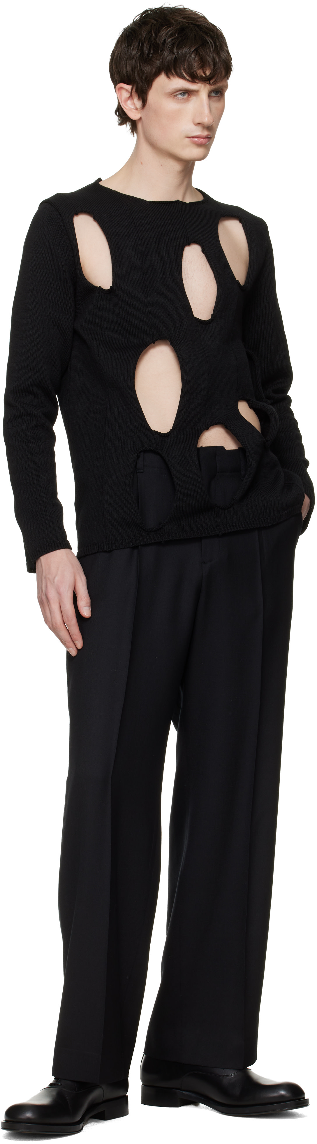 Black Comme des Garçons - 블랙 컷아웃 스웨터