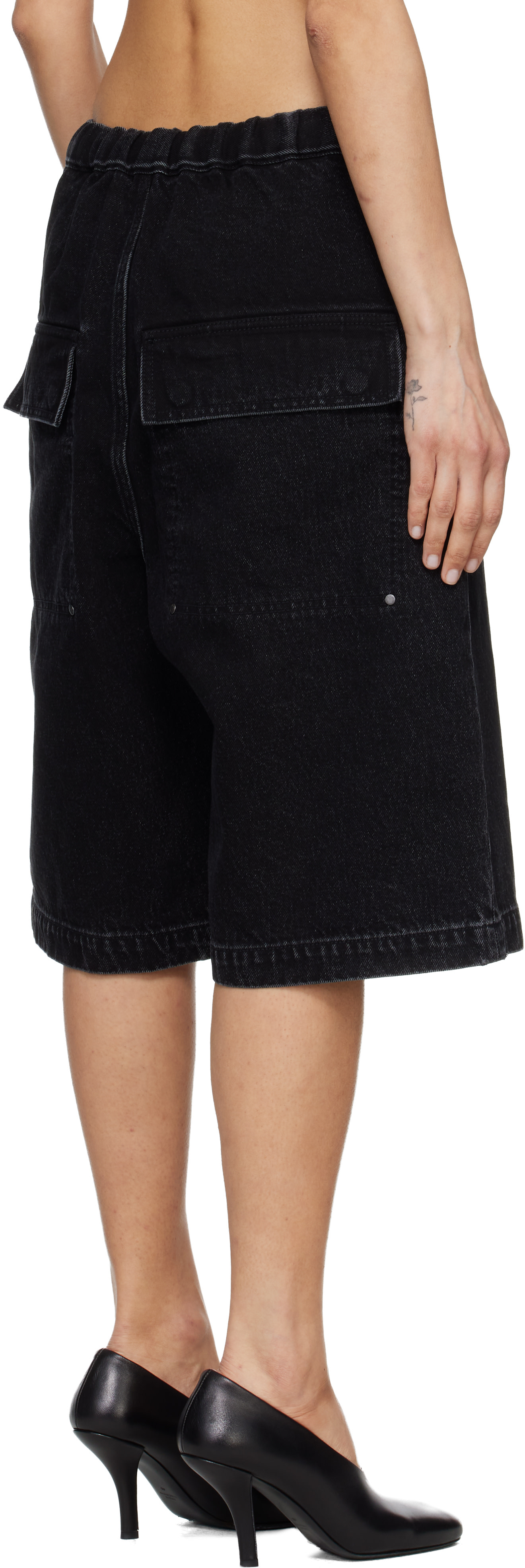 Entire Studios - Short Spar noir en denim