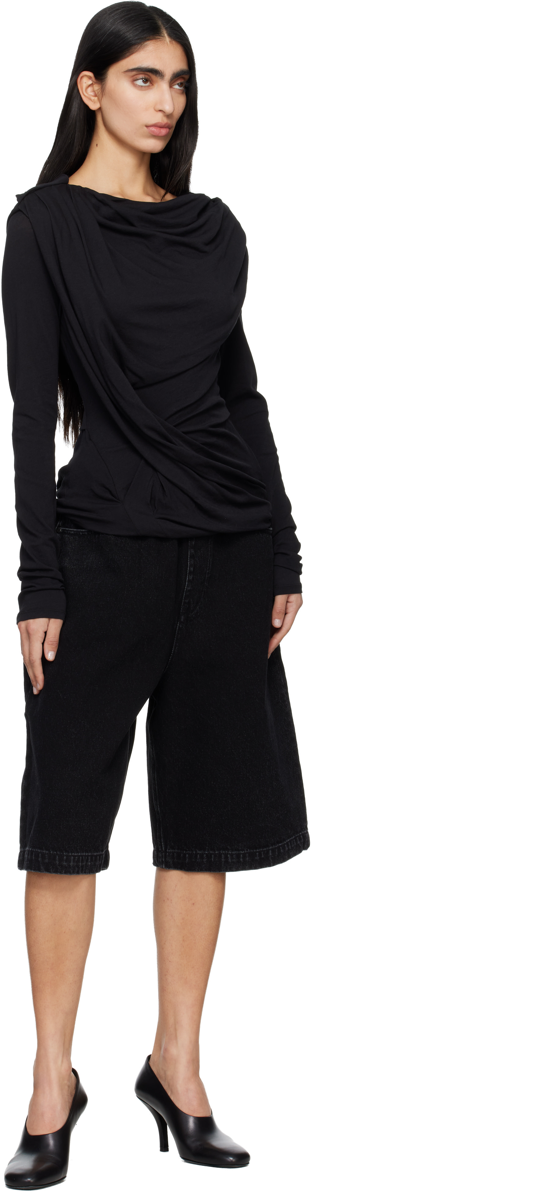 Entire Studios - Short Spar noir en denim