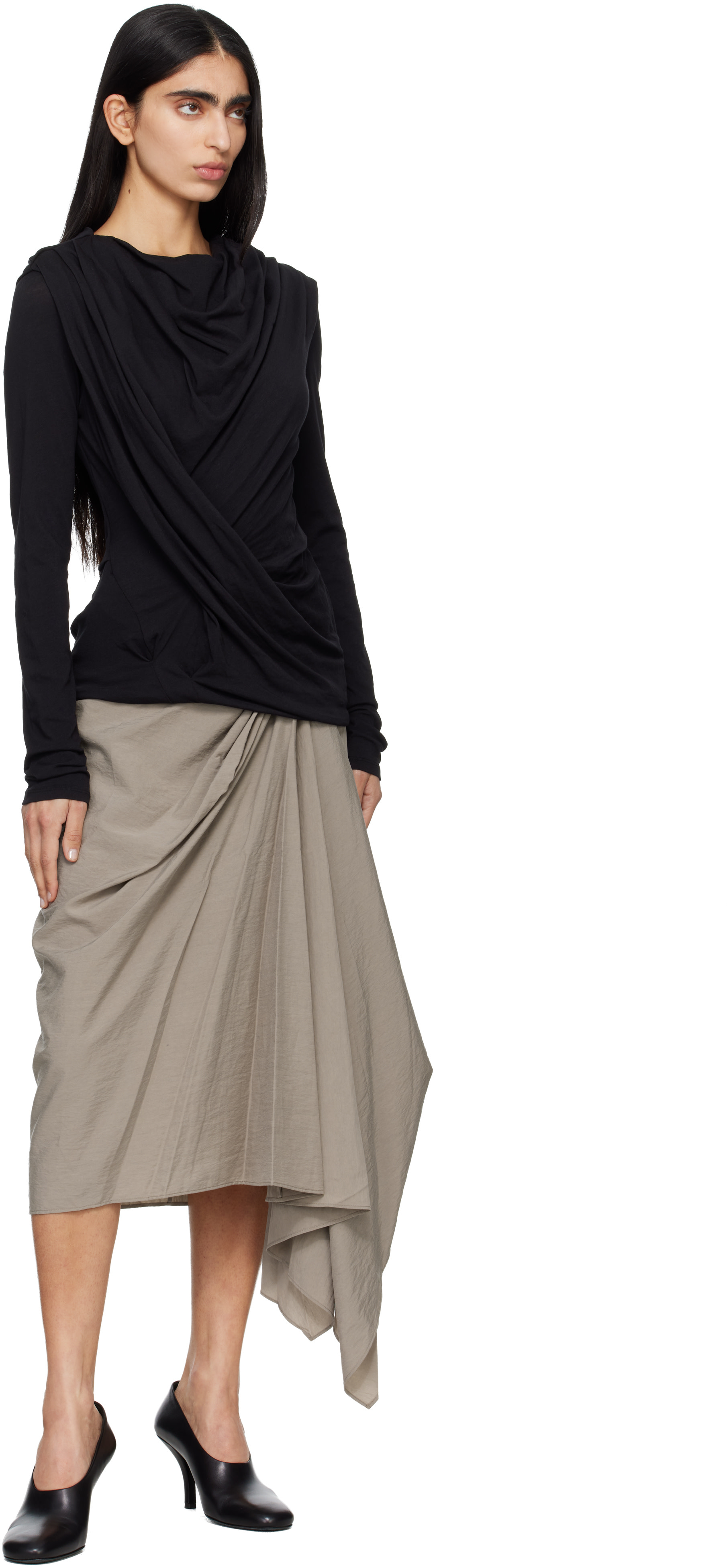 Entire Studios - Jupe midi Fleur taupe