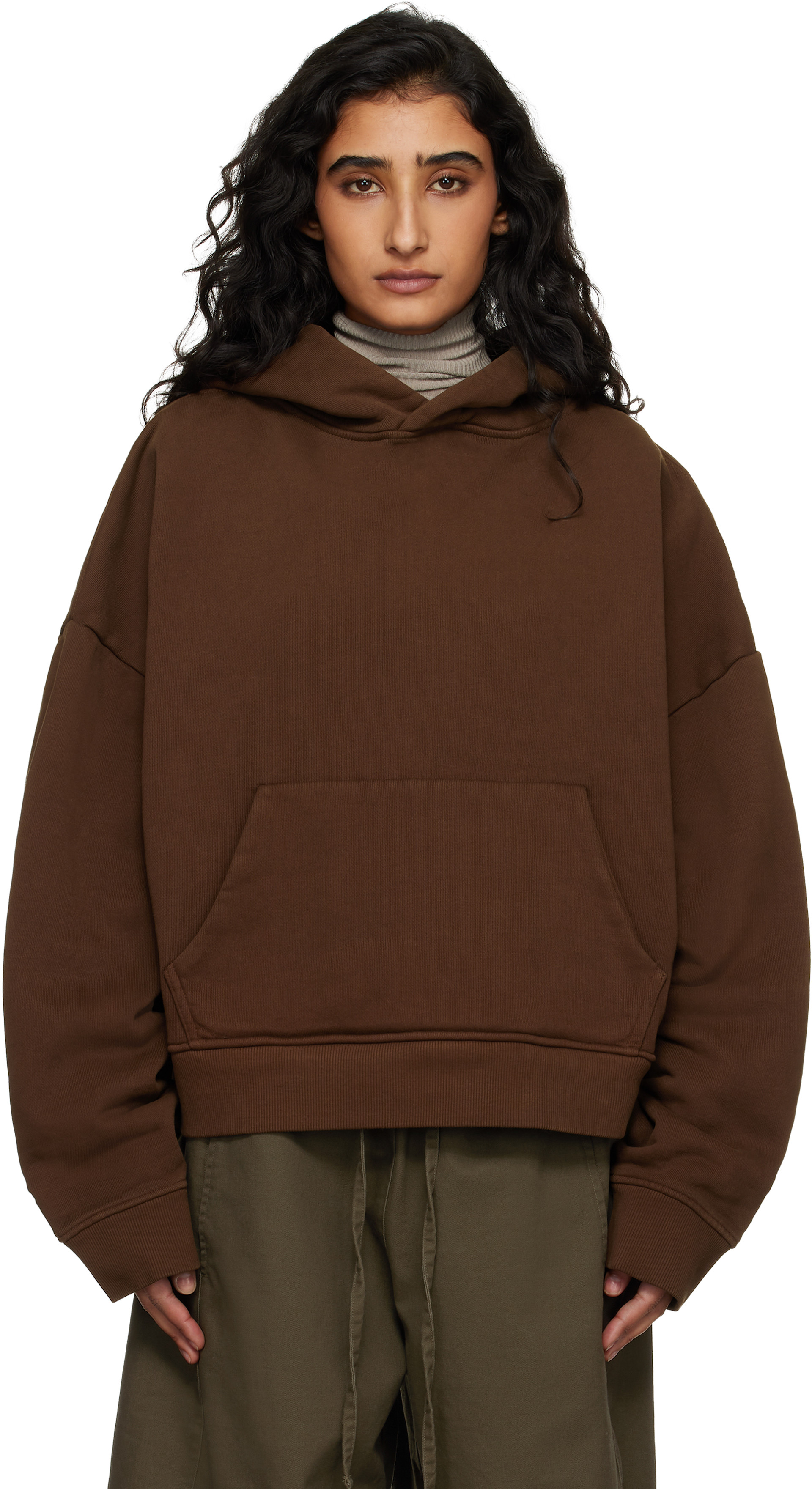 Entire Studios - Pull à capuche épais brun