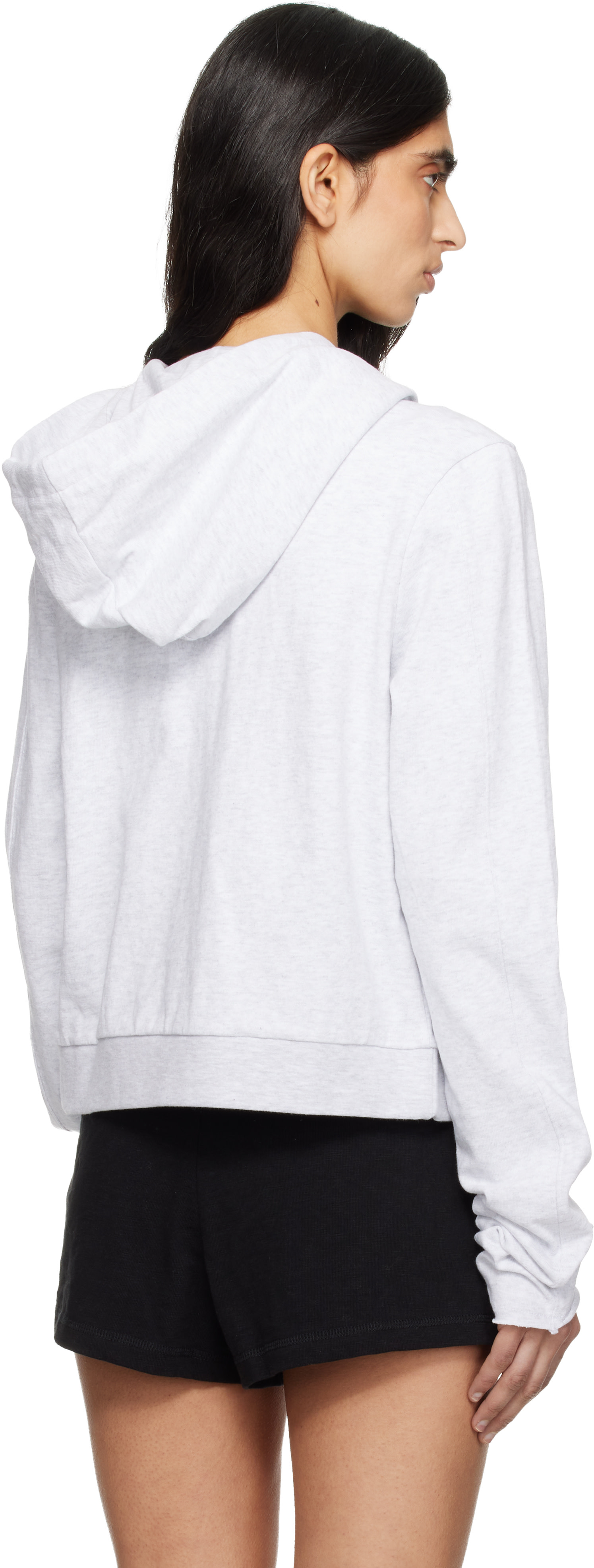 Entire Studios - Gray Lightweight Cropped Zip Up Hoodie