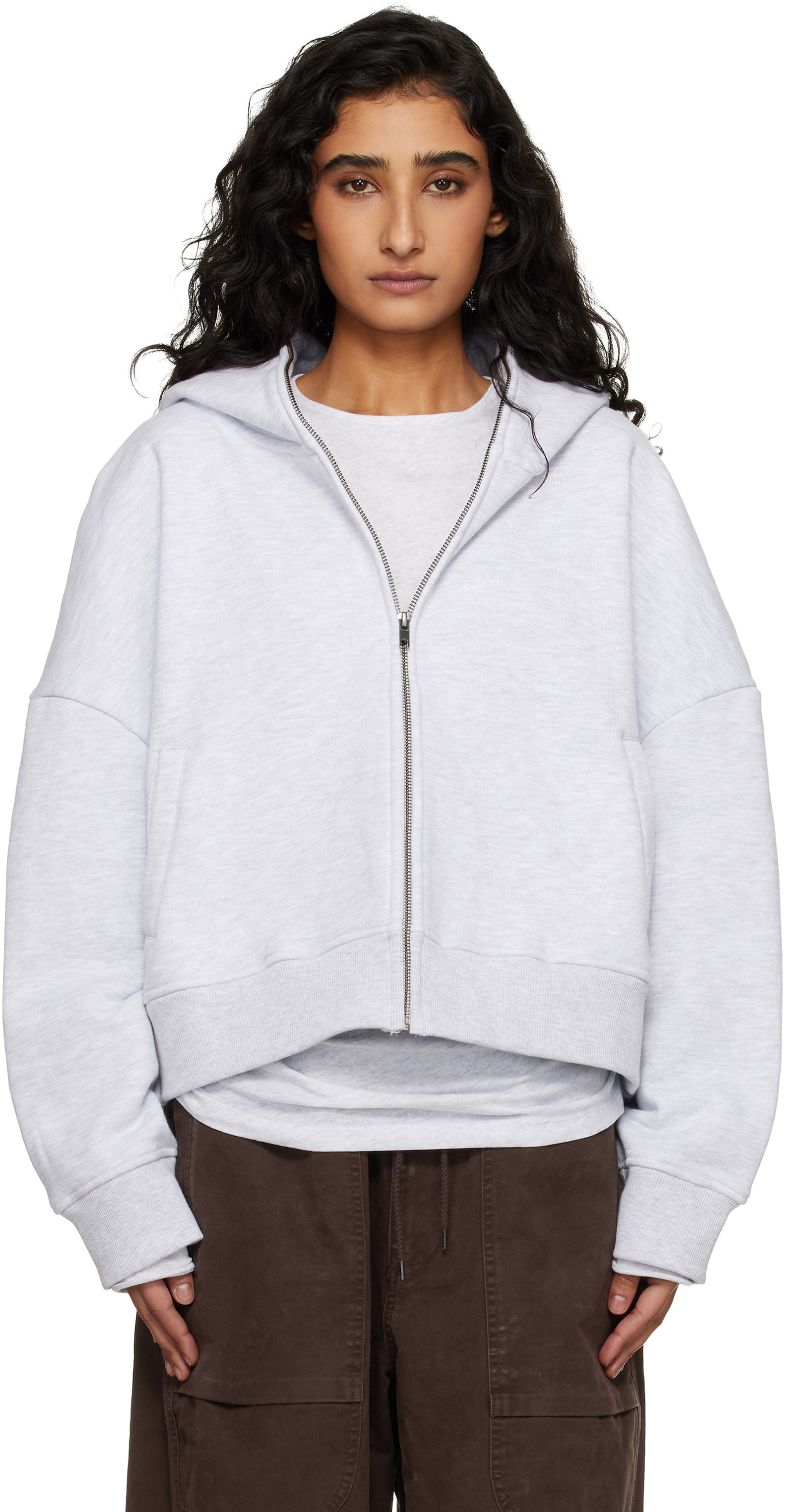 Entire Studios - Pull à capuche gris à glissière prolongée