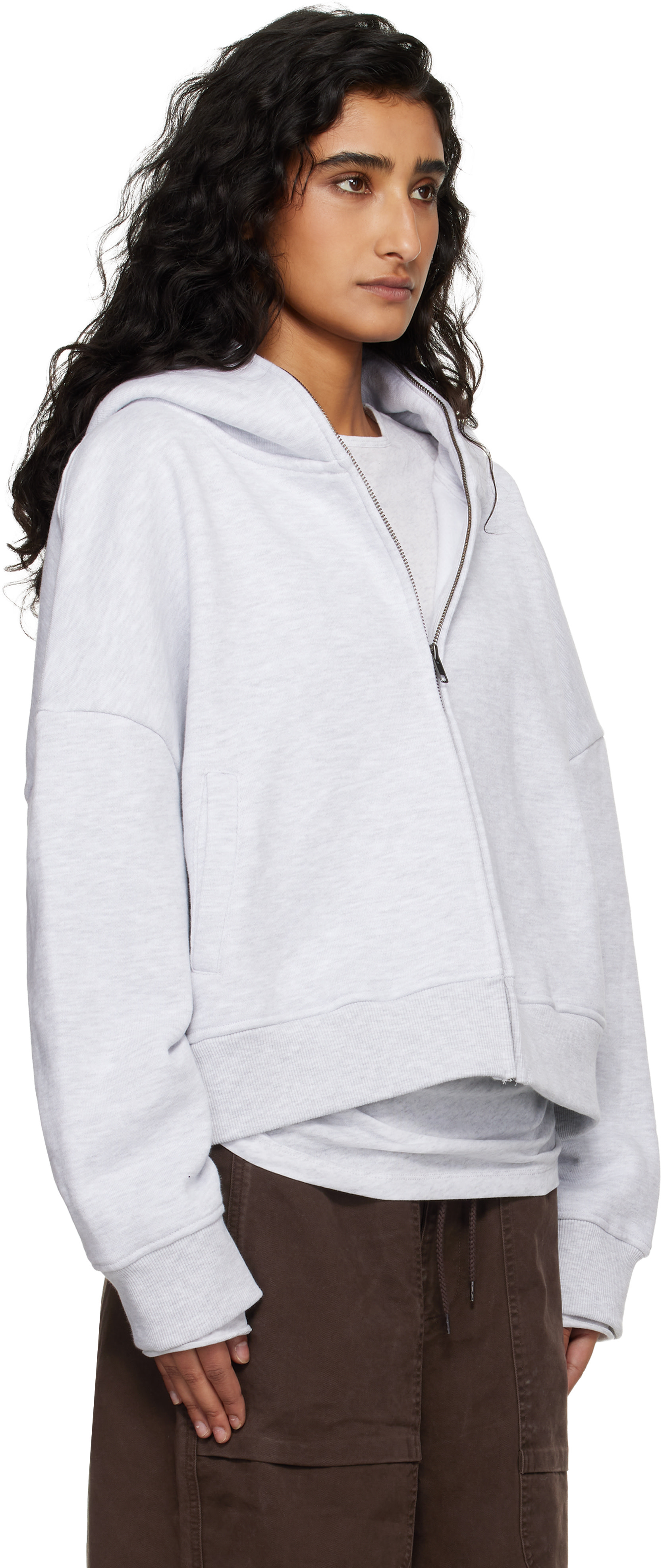 Entire Studios - Pull à capuche gris à glissière prolongée