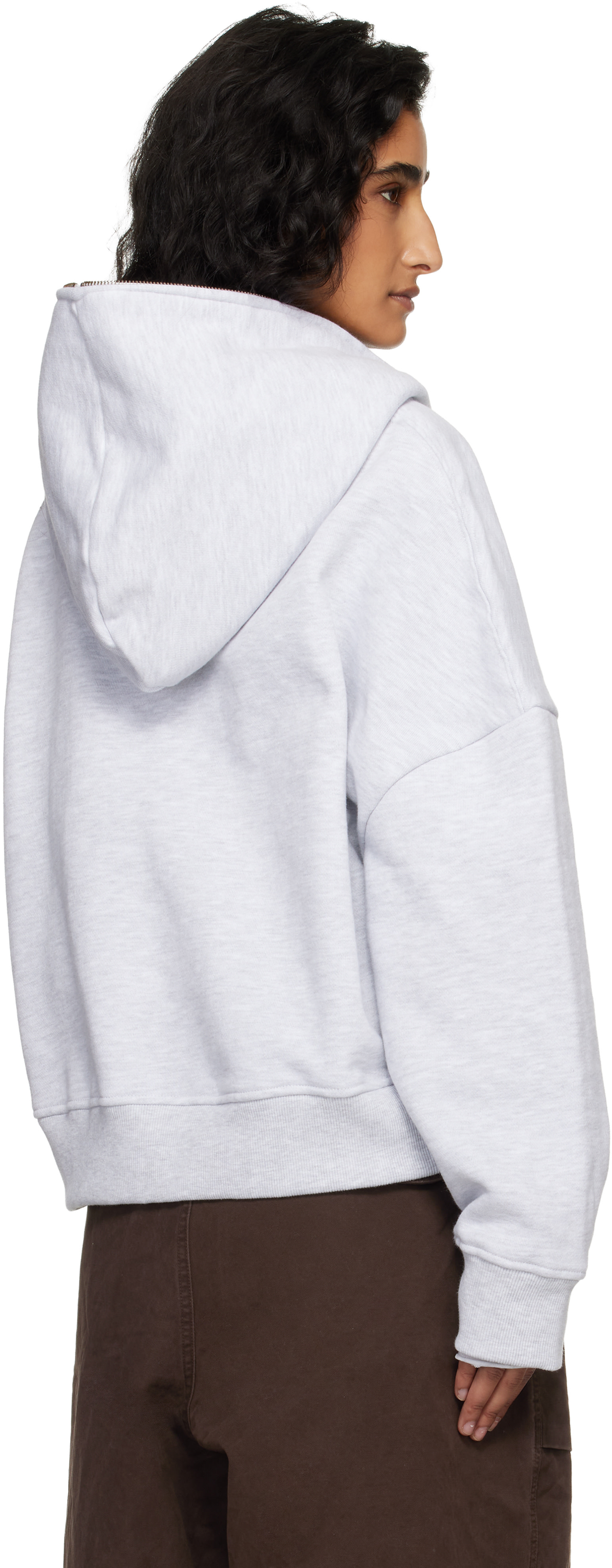Entire Studios - Pull à capuche gris à glissière prolongée