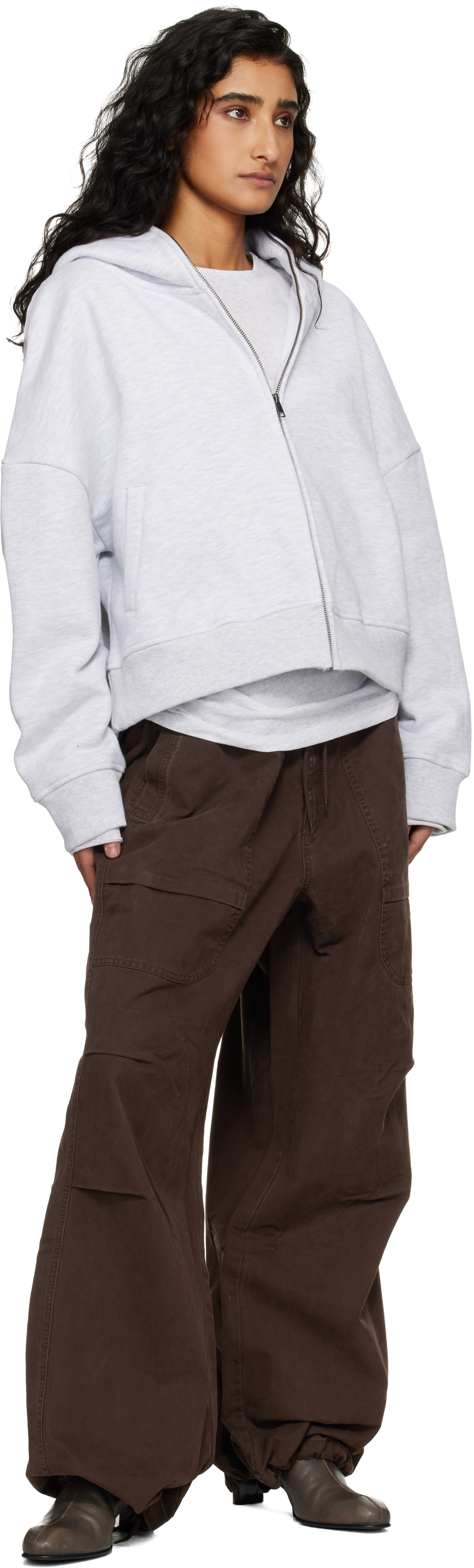 Entire Studios - Pull à capuche gris à glissière prolongée