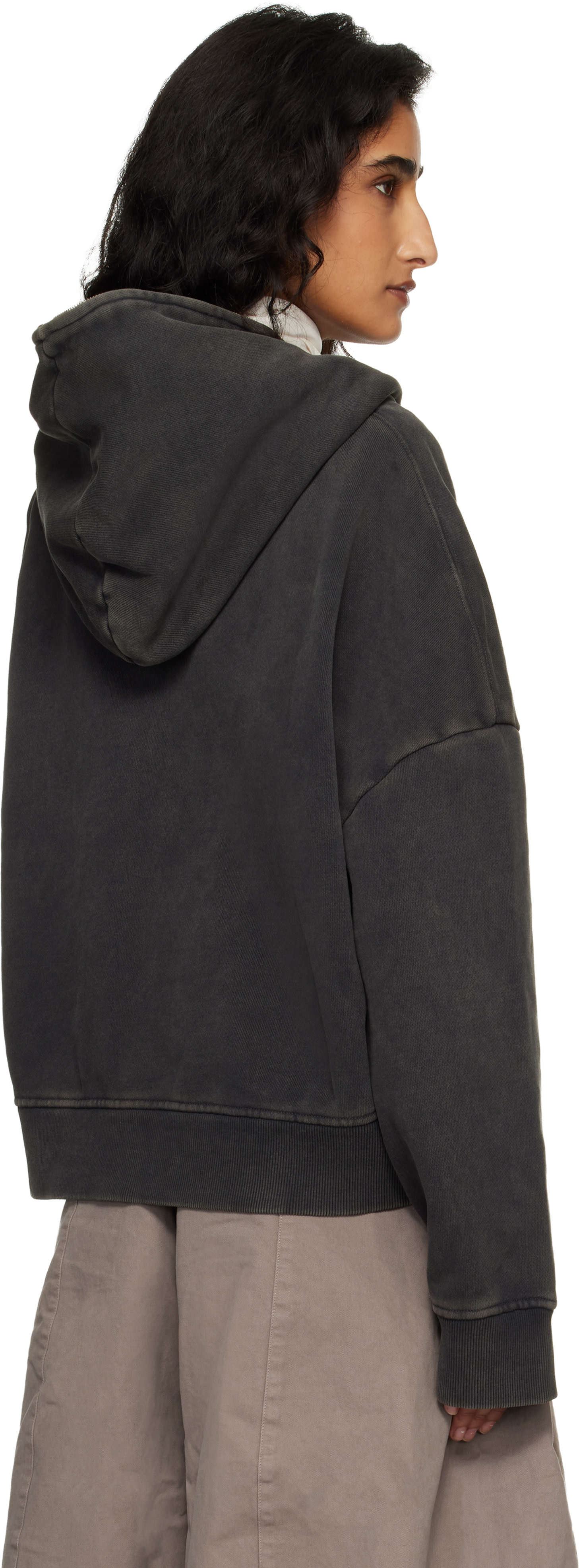 Entire Studios - Pull à capuche noir à glissière prolongée