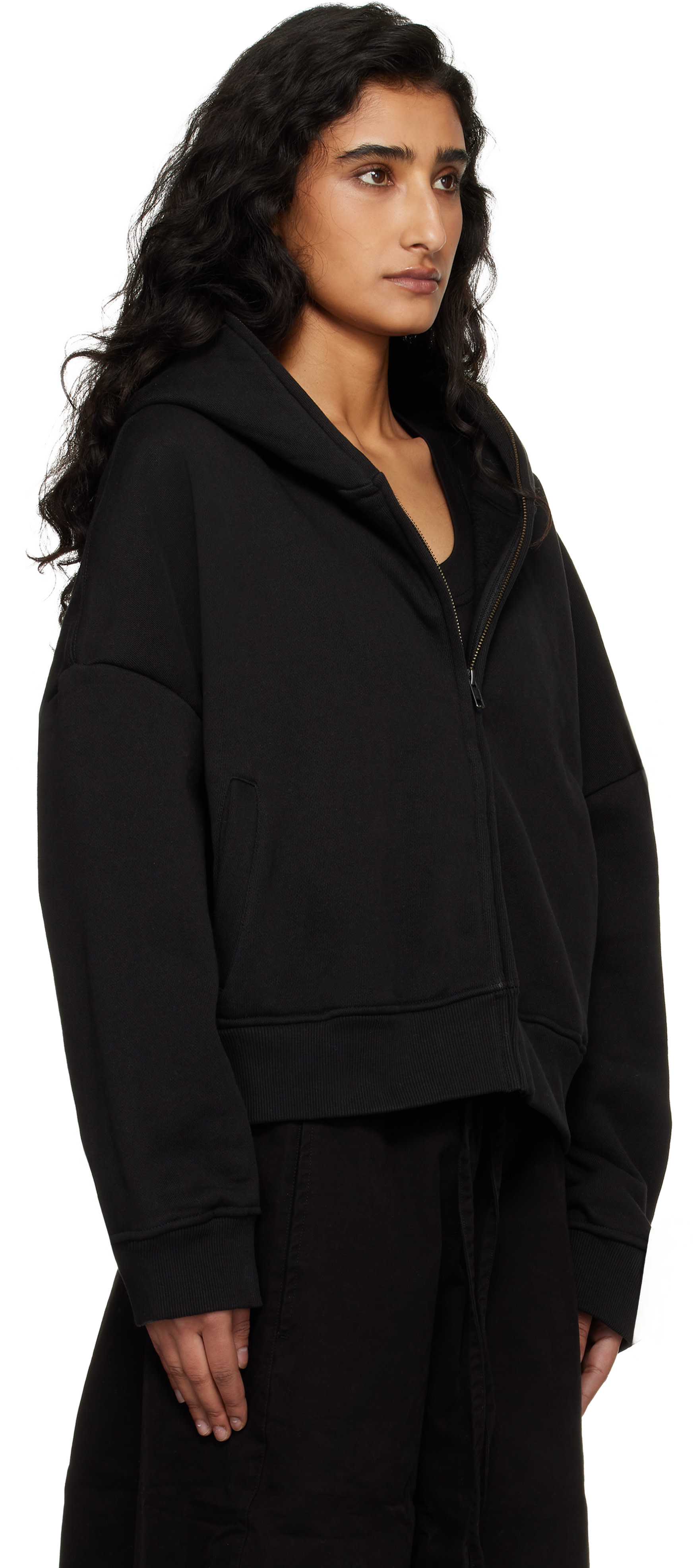 Entire Studios - Pull à capuche noir à glissière prolongée