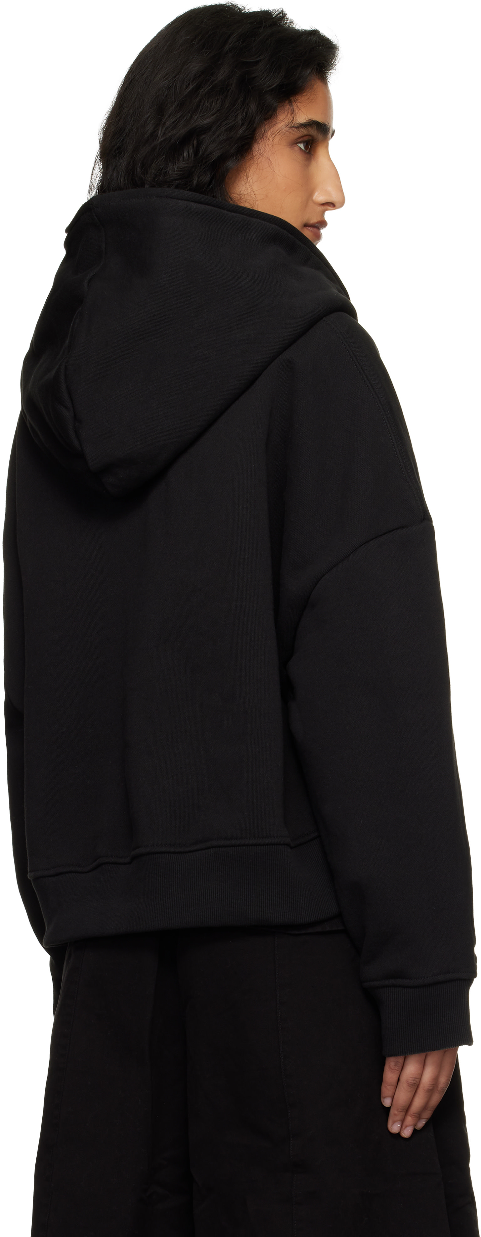 Entire Studios - Pull à capuche noir à glissière prolongée