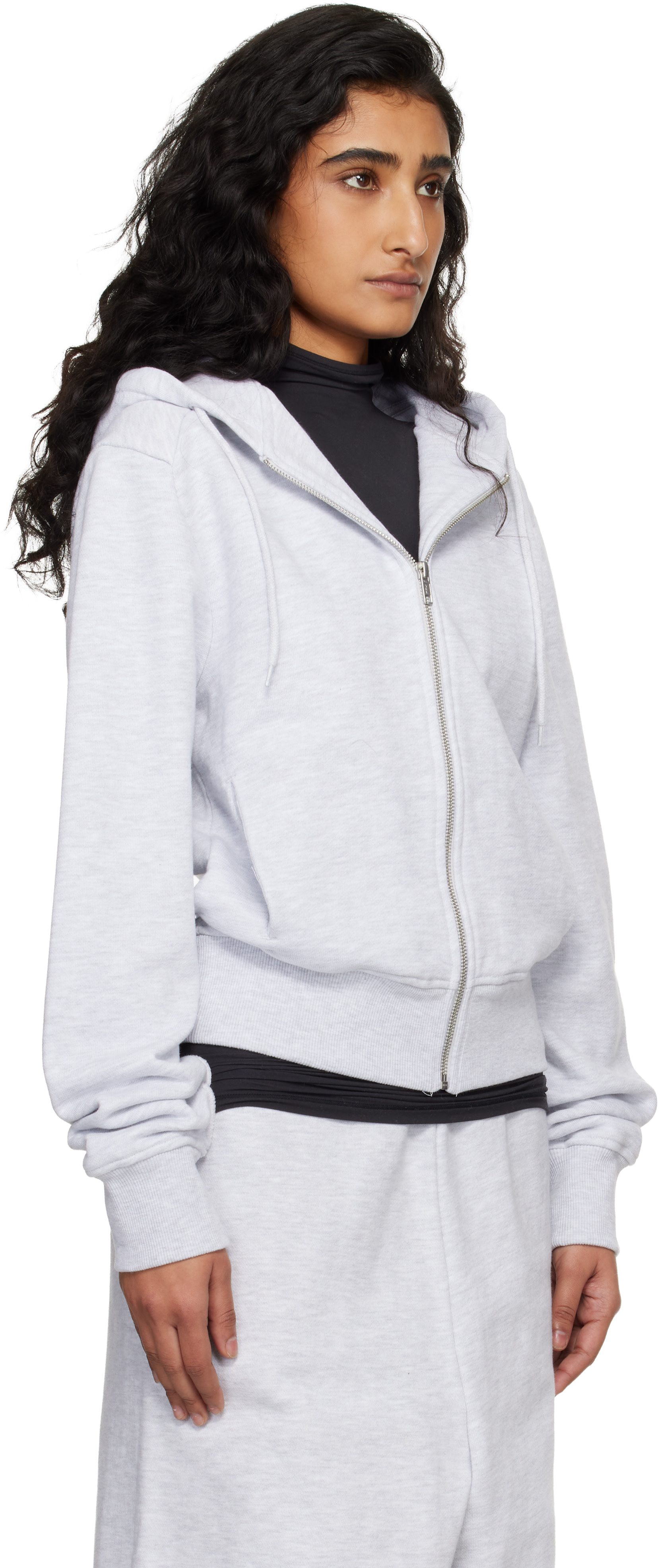 Entire Studios - Pull à capuche ajusté gris à glissière