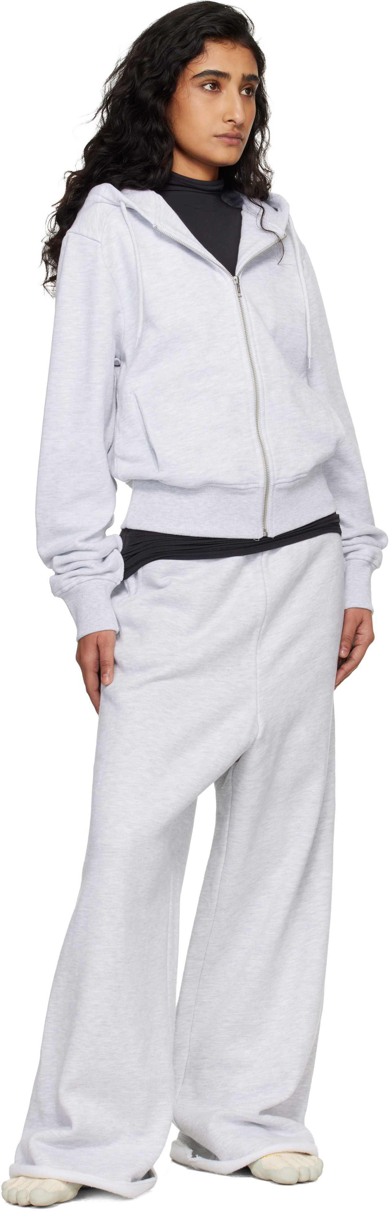 Entire Studios - Pull à capuche ajusté gris à glissière
