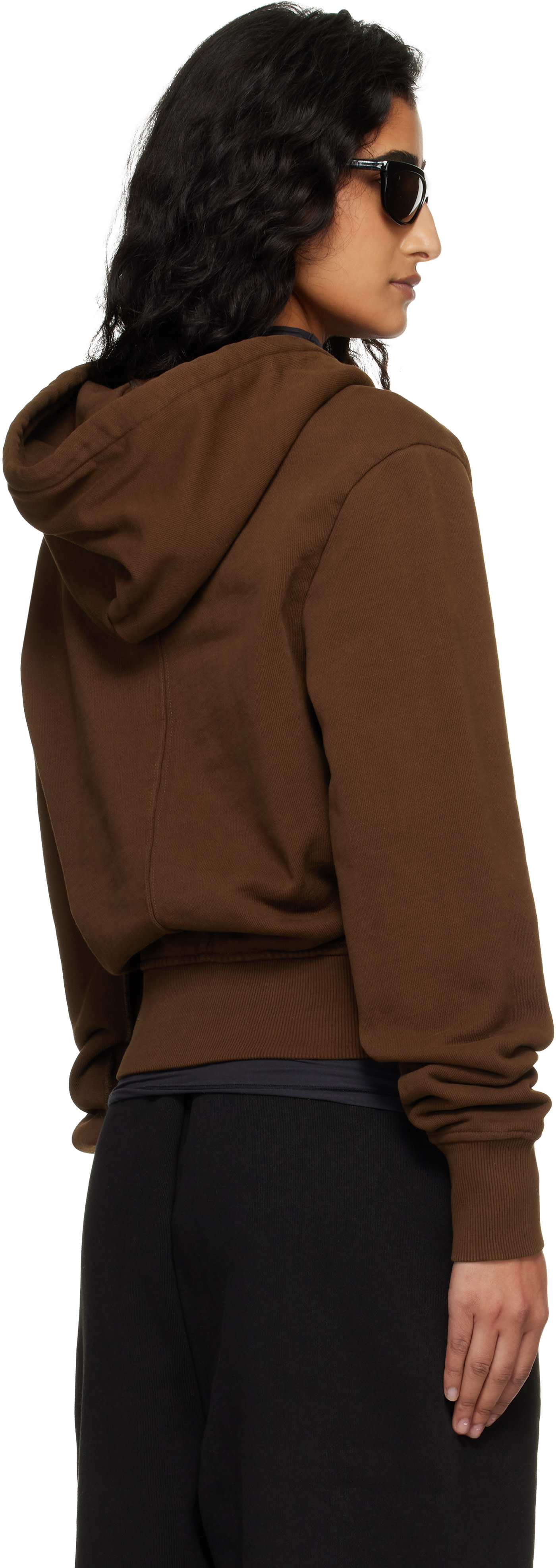 Entire Studios - Pull à capuche ajusté brun à glissière