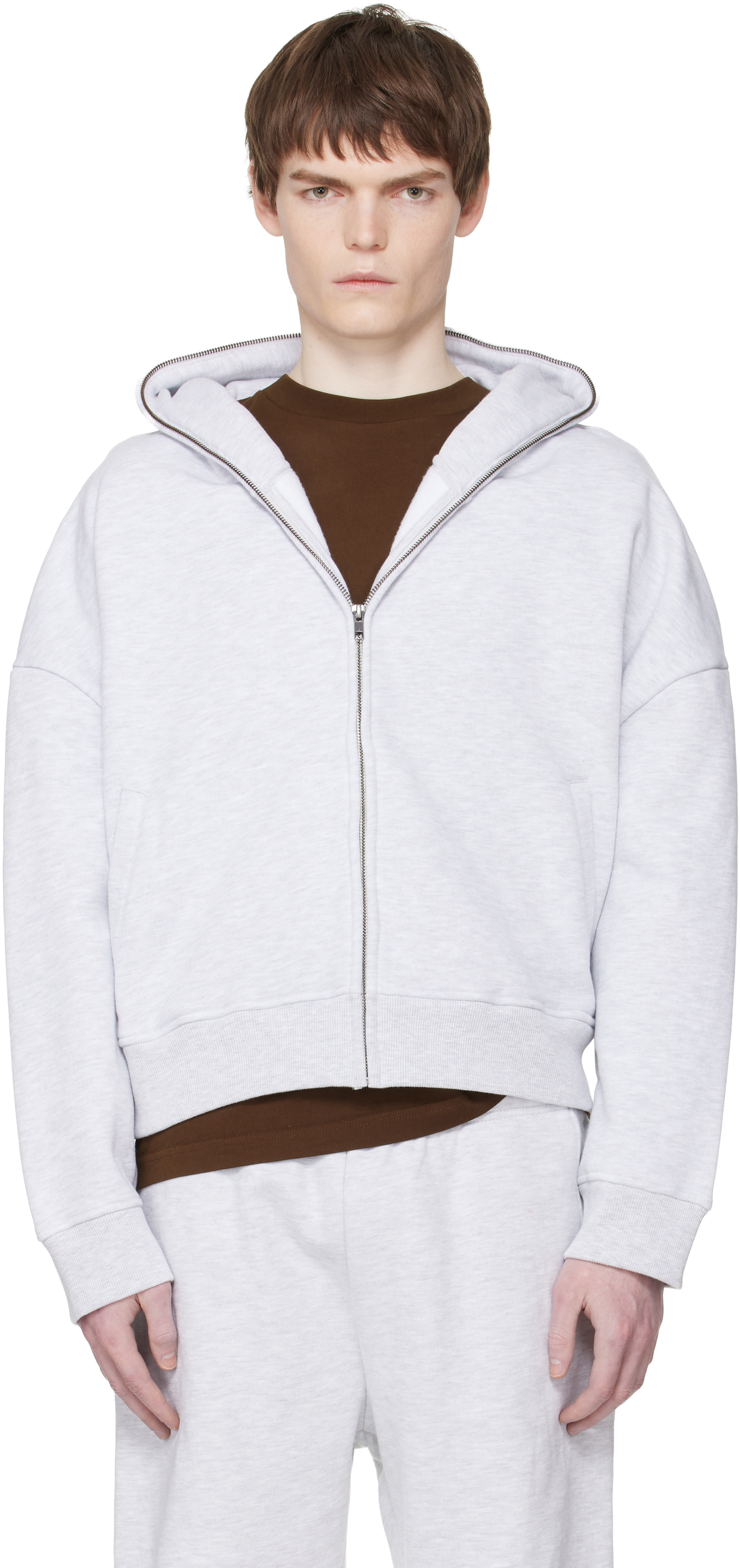 Entire Studios - Pull à capuche gris à glissière prolongée