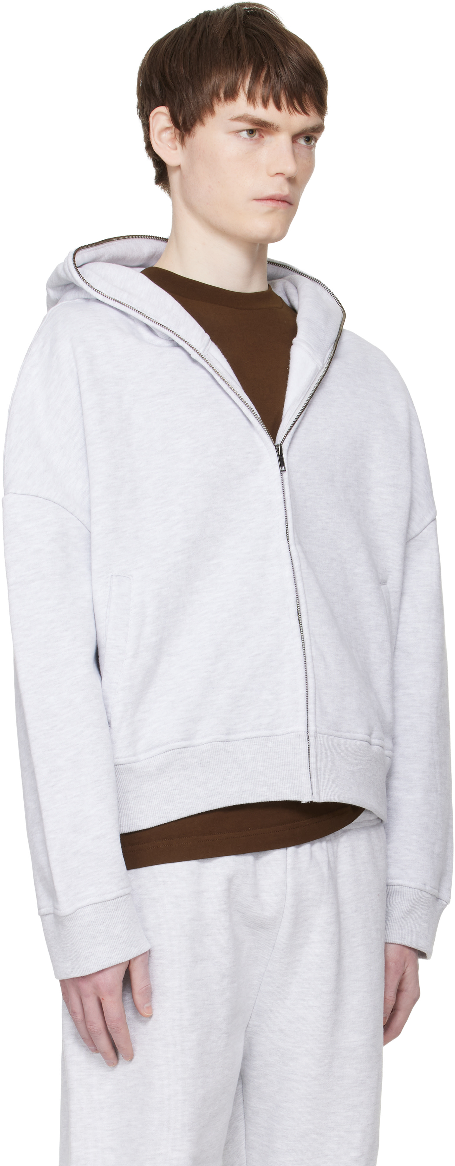 Entire Studios - Pull à capuche gris à glissière prolongée