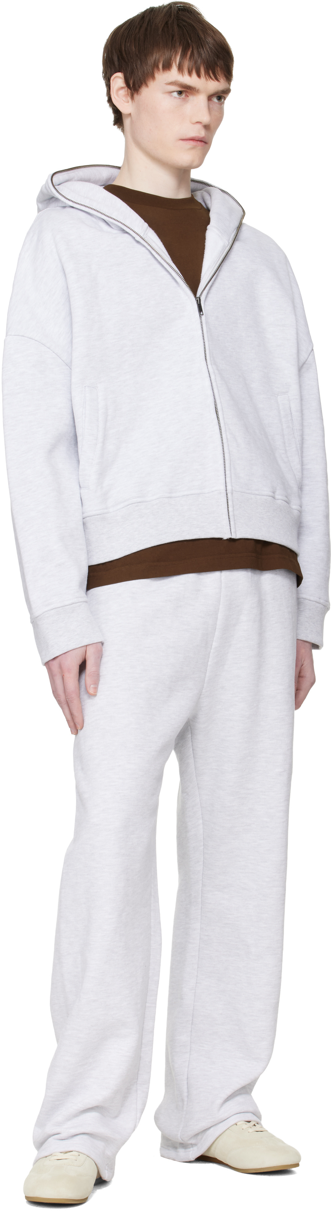 Entire Studios - Pull à capuche gris à glissière prolongée