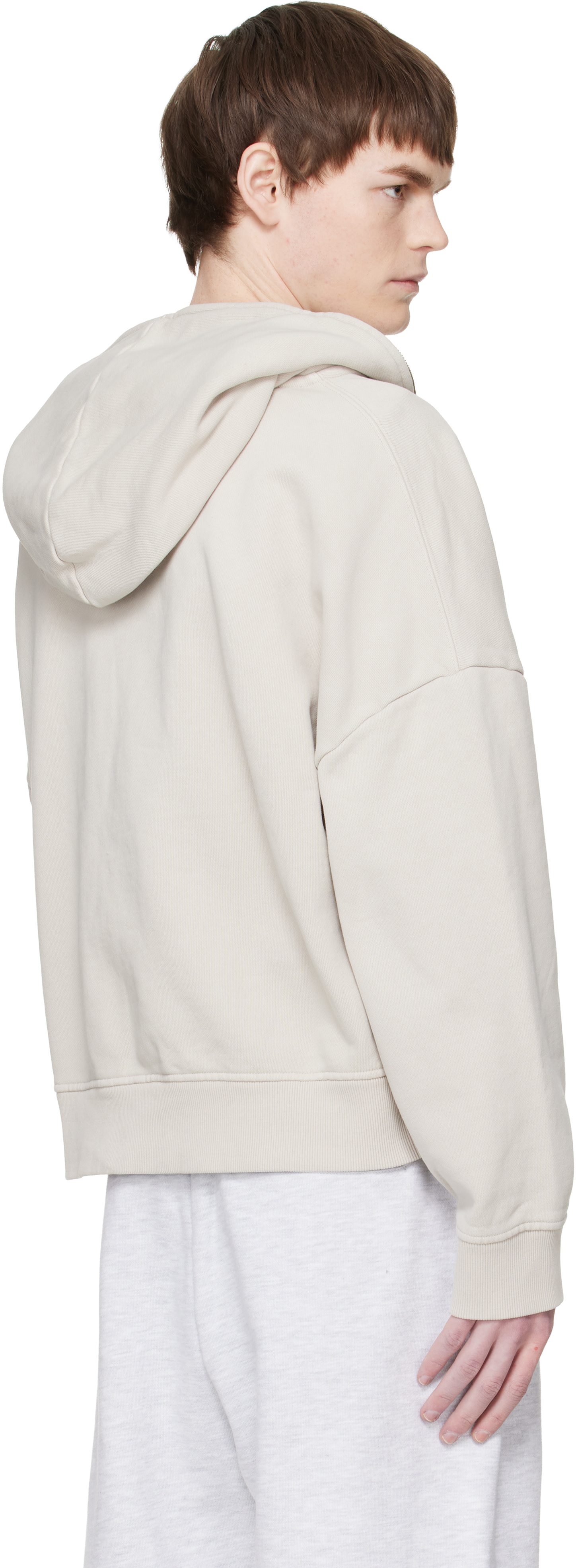 Entire Studios - Pull à capuche blanc cassé à glissière prolongée
