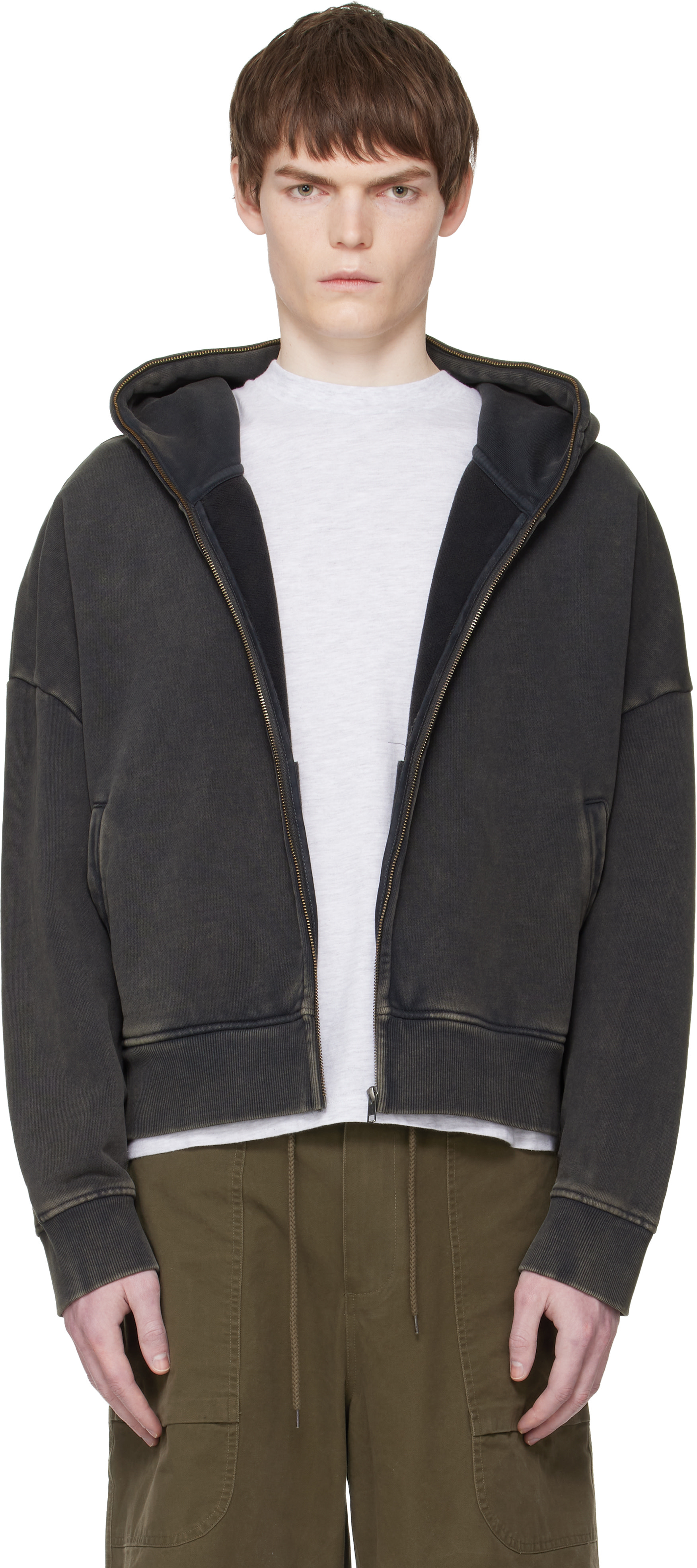 Entire Studios - Pull à capuche noir à glissière prolongée