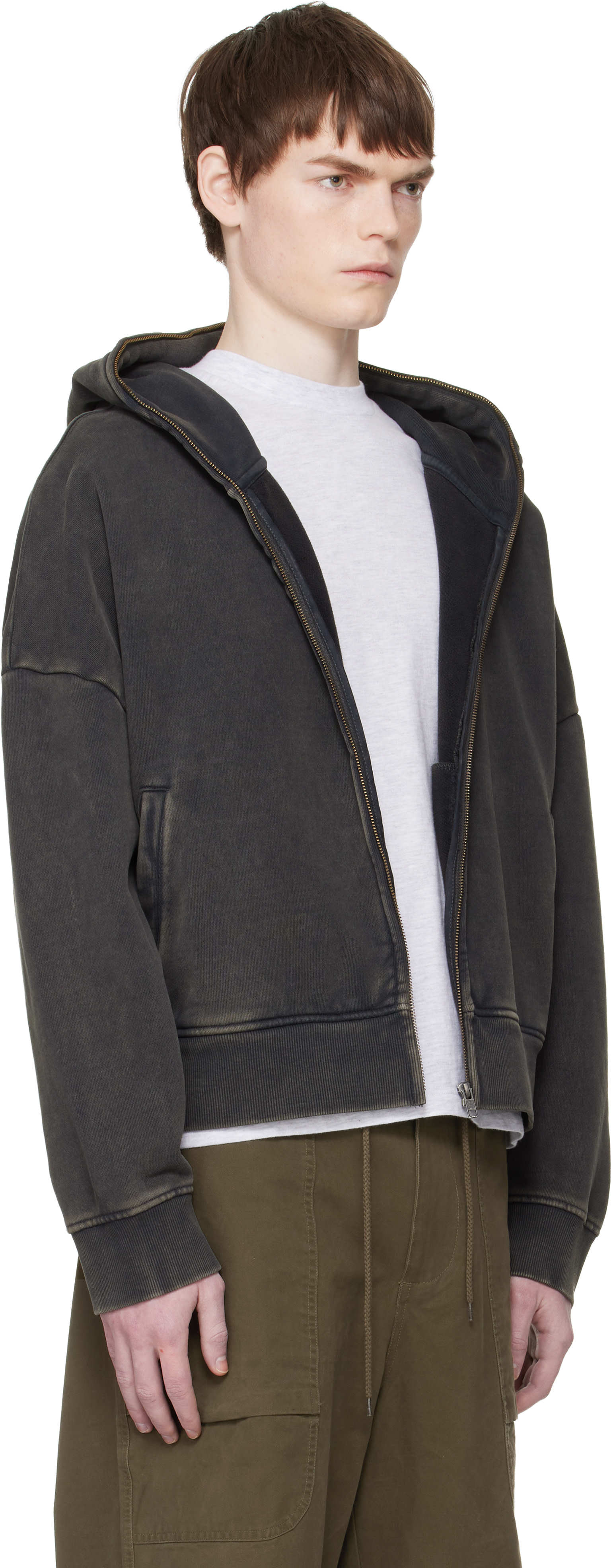 Entire Studios - Pull à capuche noir à glissière prolongée