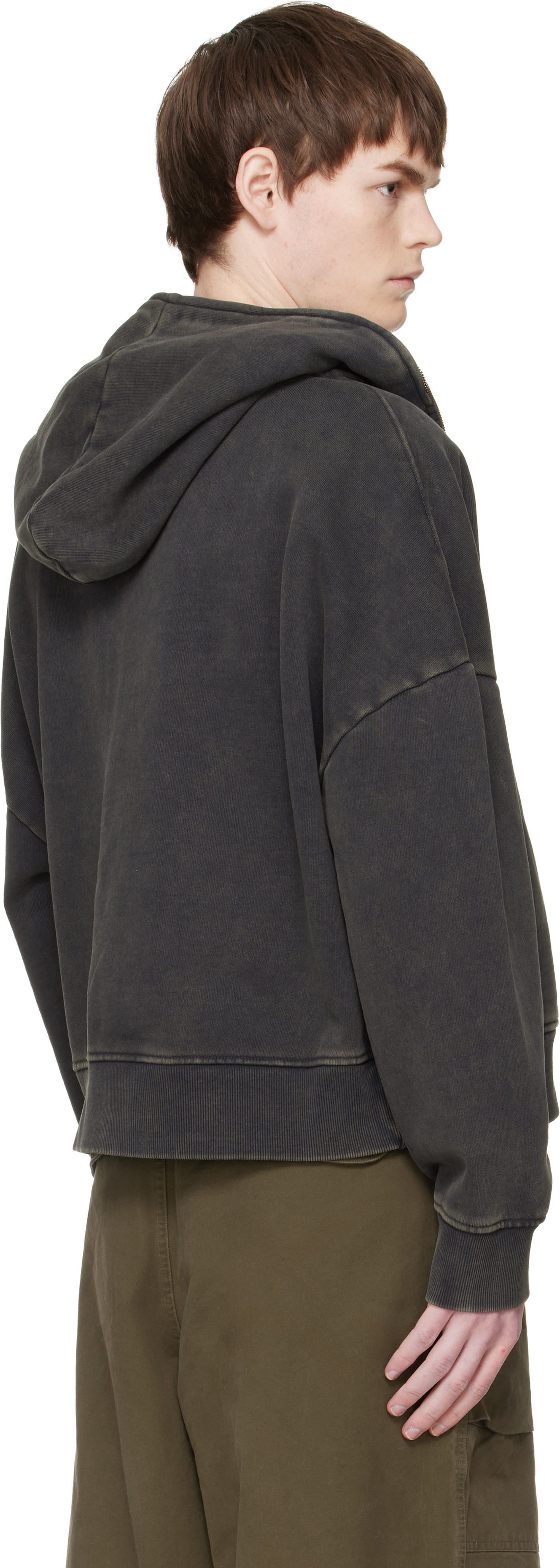 Entire Studios - Pull à capuche noir à glissière prolongée
