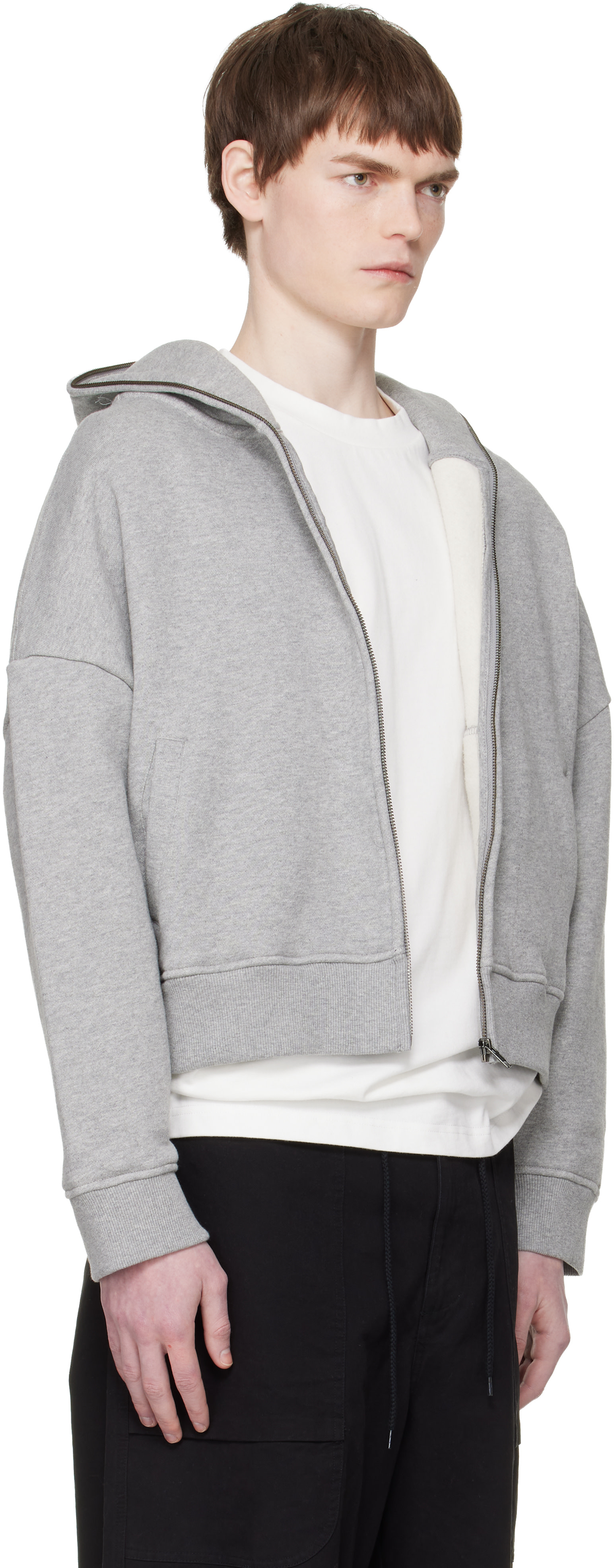 Entire Studios - Pull à capuche gris à glissière prolongée
