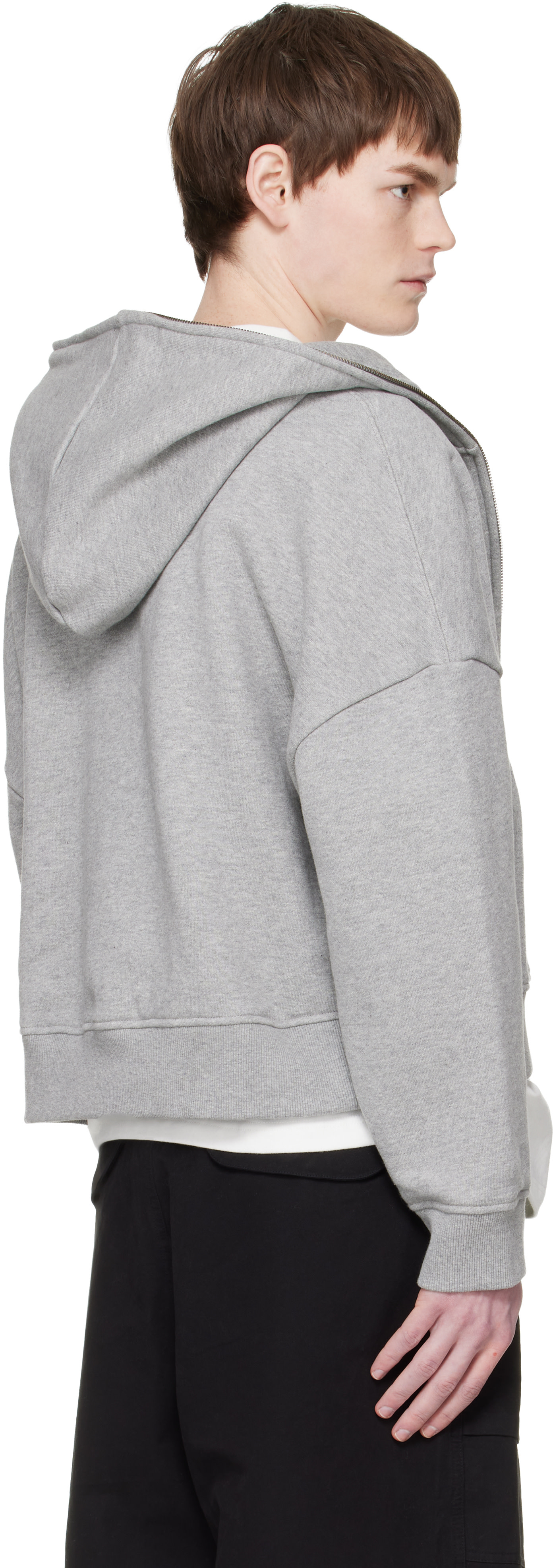 Entire Studios - Pull à capuche gris à glissière prolongée