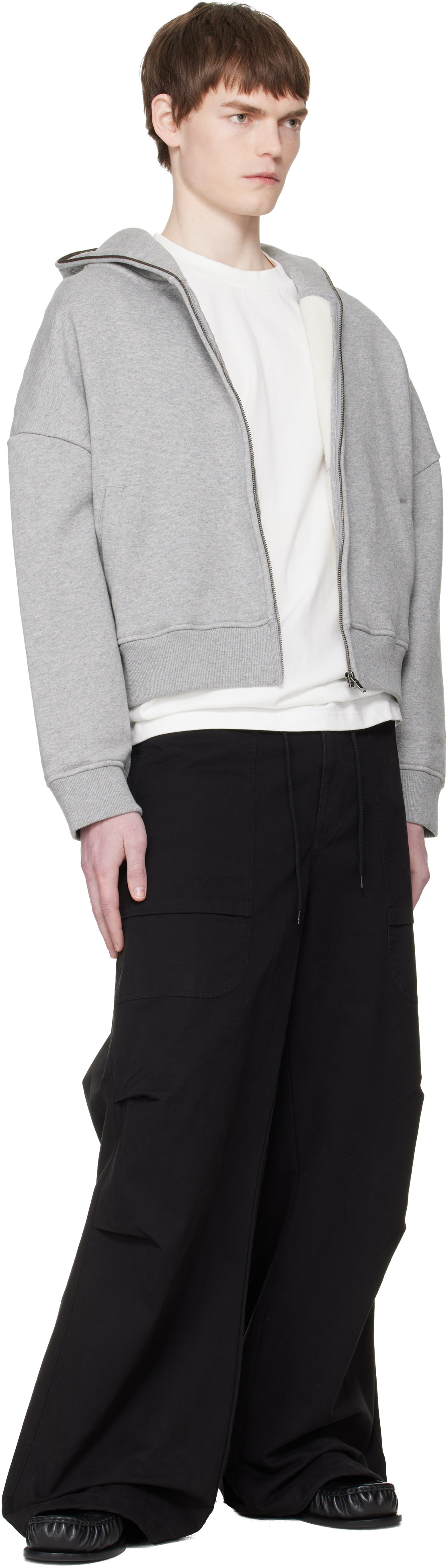Entire Studios - Pull à capuche gris à glissière prolongée