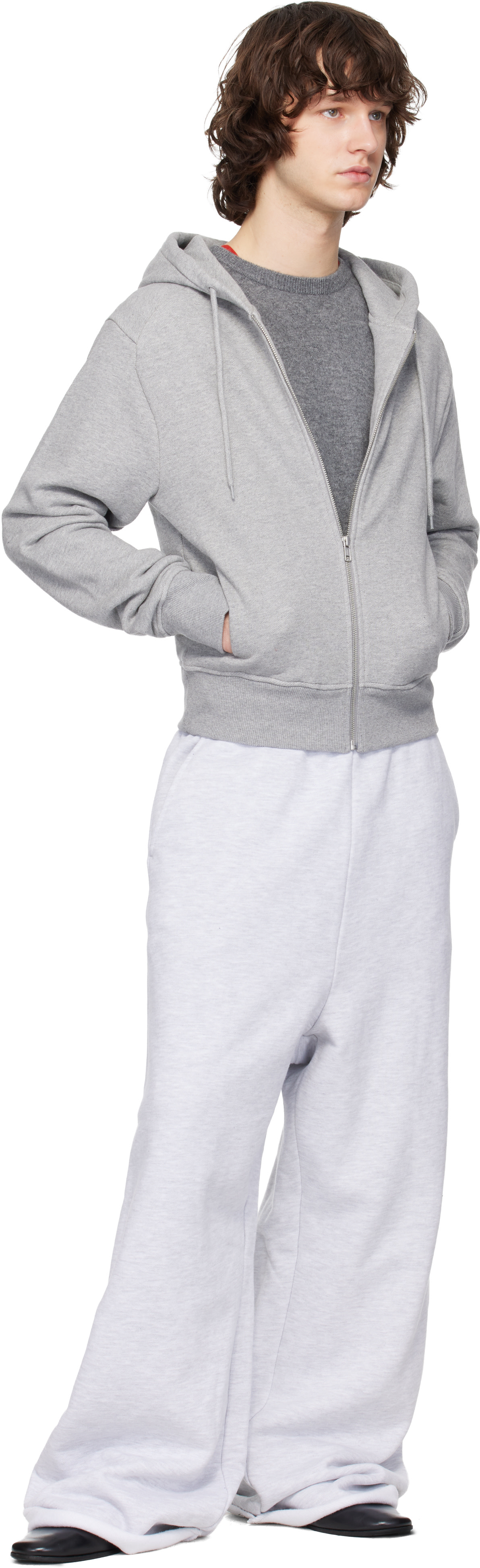 Entire Studios - Pull à capuche ajusté gris à glissière