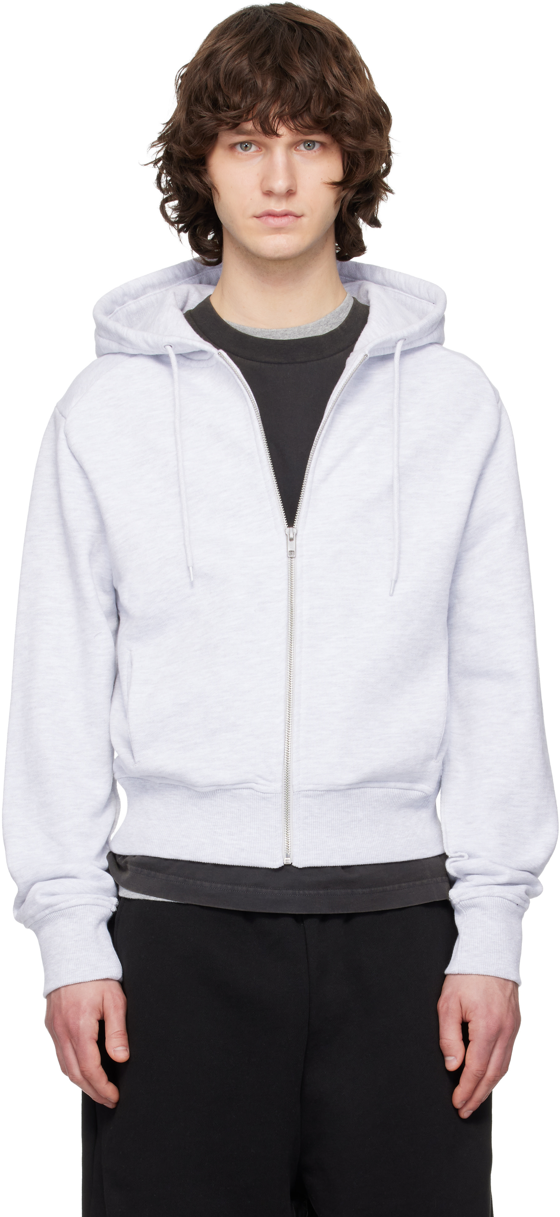 Entire Studios - Pull à capuche ajusté gris à glissière